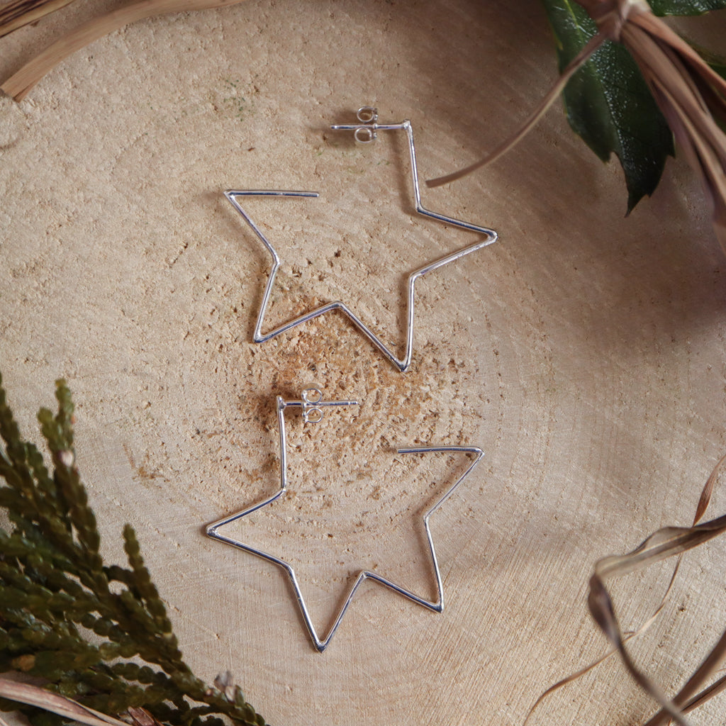 Star Hoop Earrings for Women - 14K Gold Plated Dainty Star Charm Earrings | Perfect for Everyday Wear, Parties & Gifts