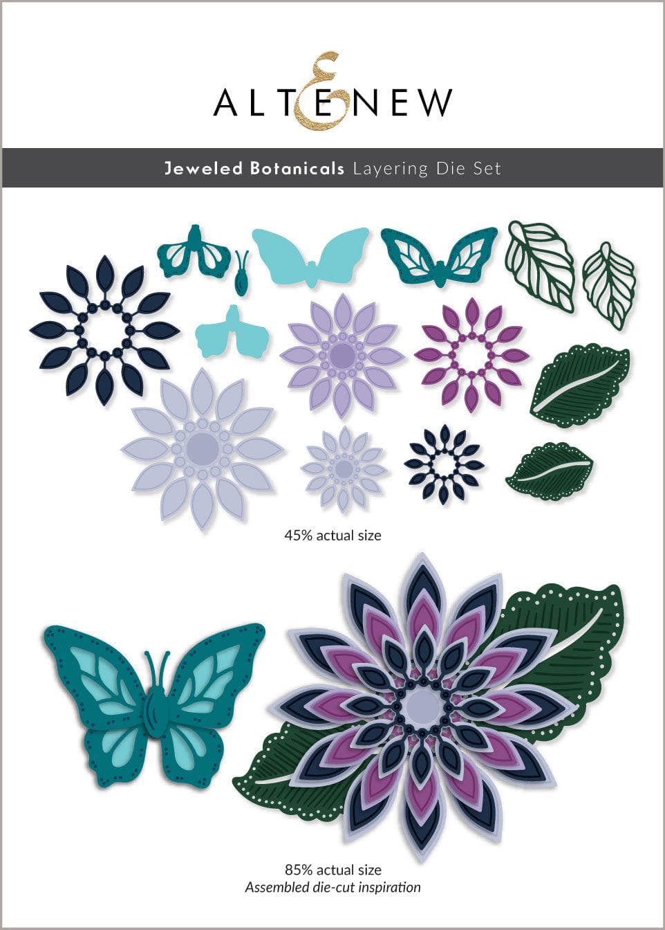 Jeweled Botanicals Layering Die Set for Card Making - Floral Stamping Dies for Scrapbooking, DIY Greeting Cards & Paper Crafts
