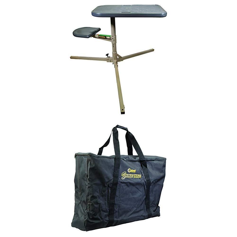 Caldwell Ambidextrous 360-Degree Rotating Stable Shooting Table with Heavy-Duty Carry Bag - Perfect for Outdoor Range, Firearm Cleaning & Tactical Training