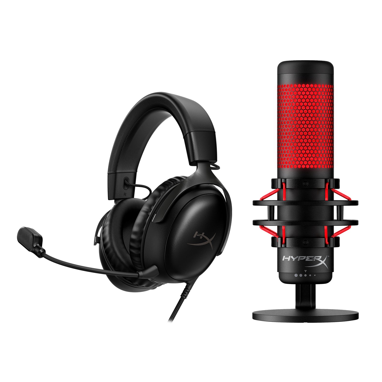 HyperX Cloud III Wired Gaming Headset & QuadCast USB Microphone Bundle - Professional PC Gaming & Streaming Setup for Twitch, Discord & Esports