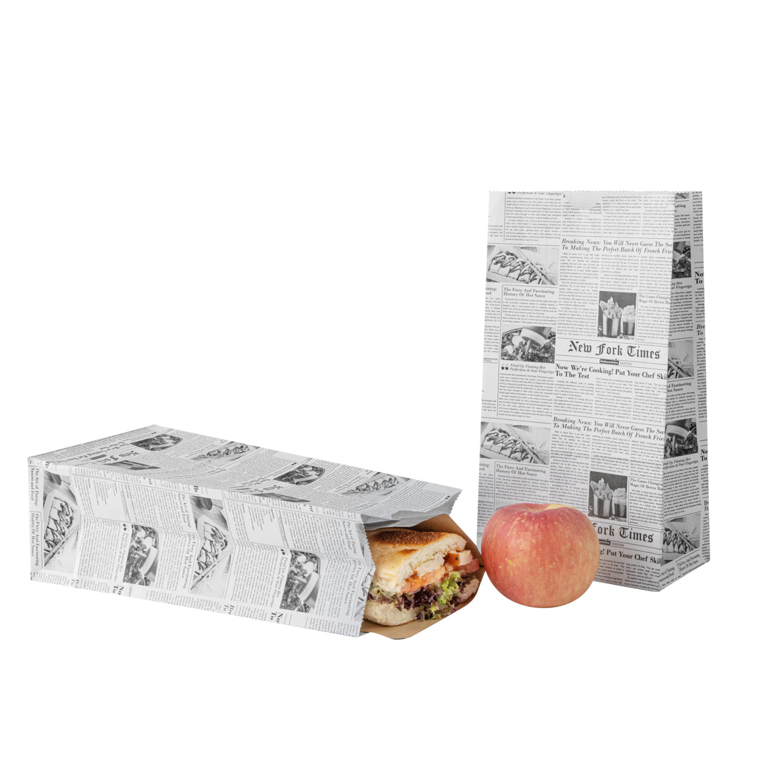 Eco-Friendly Newsprint Paper Bags - 4 lb Capacity, 5 x 3.25 x 9.5 Inches - Pack of 100 - Perfect for Grocery Shopping, Retail Packaging & Gift Bags