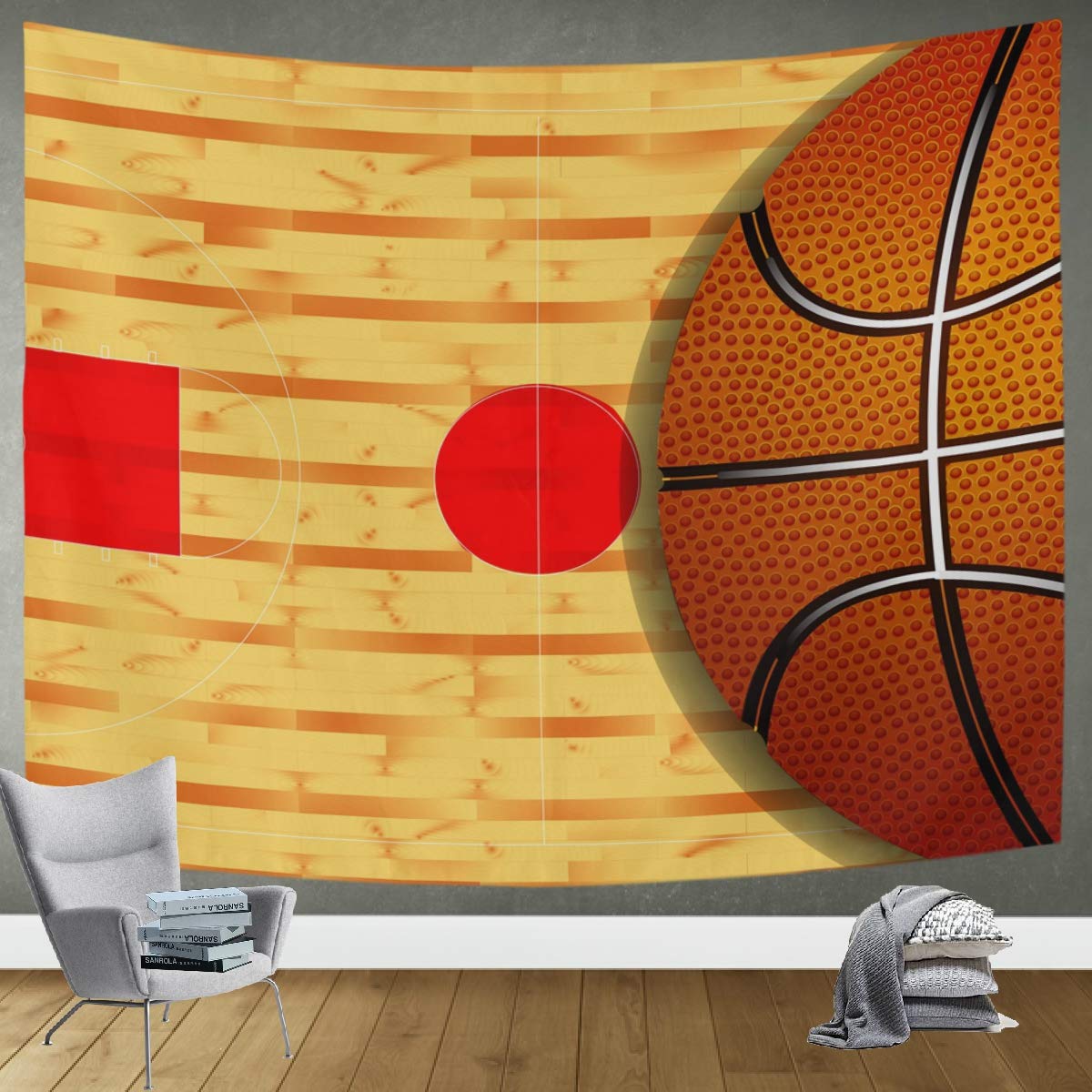 DOMIKING Basketball Court Wall Tapestry - 60x51in Trippy Wall Art for Bedroom, Living Room & Office Decor | Perfect for Dorm, Game Room & Man Cave
