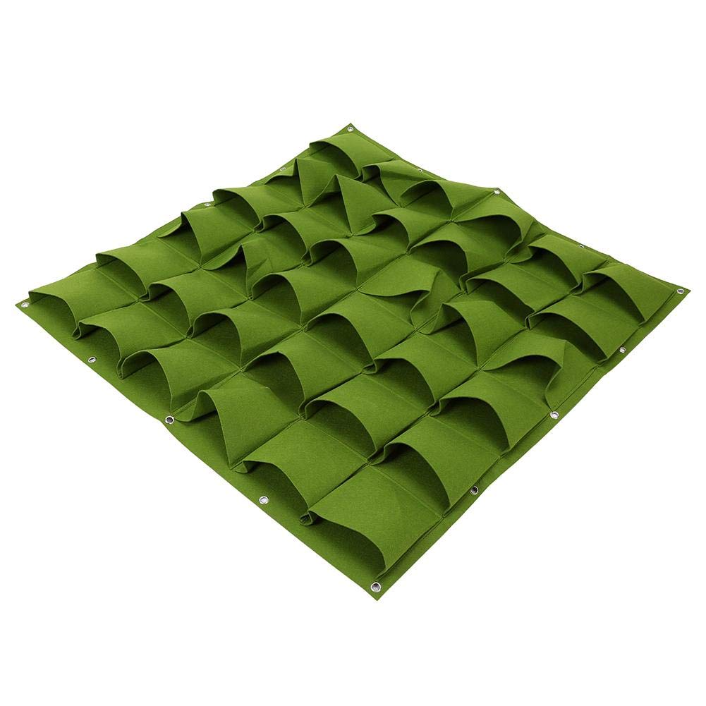 Ymiko 36-Pocket Vertical Garden Planting Bags - Outdoor Hanging Wall Grow Felt Bags for Flowers & Plants (Green) - Space-Saving Solution for Balcony, Patio & Urban Gardening