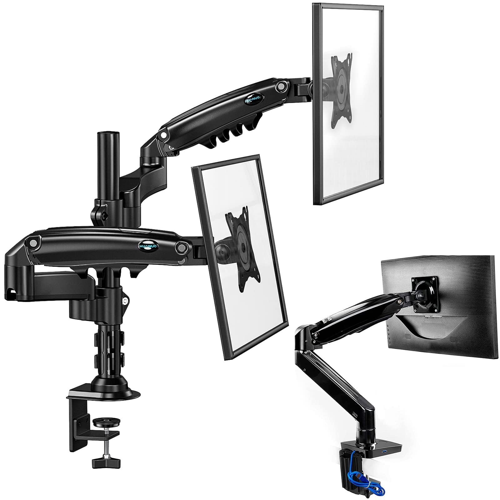 HUANUO Upgraded Single Monitor Arm & Dual Monitor Stand - Adjustable Ergonomic VESA Mount for 13-35