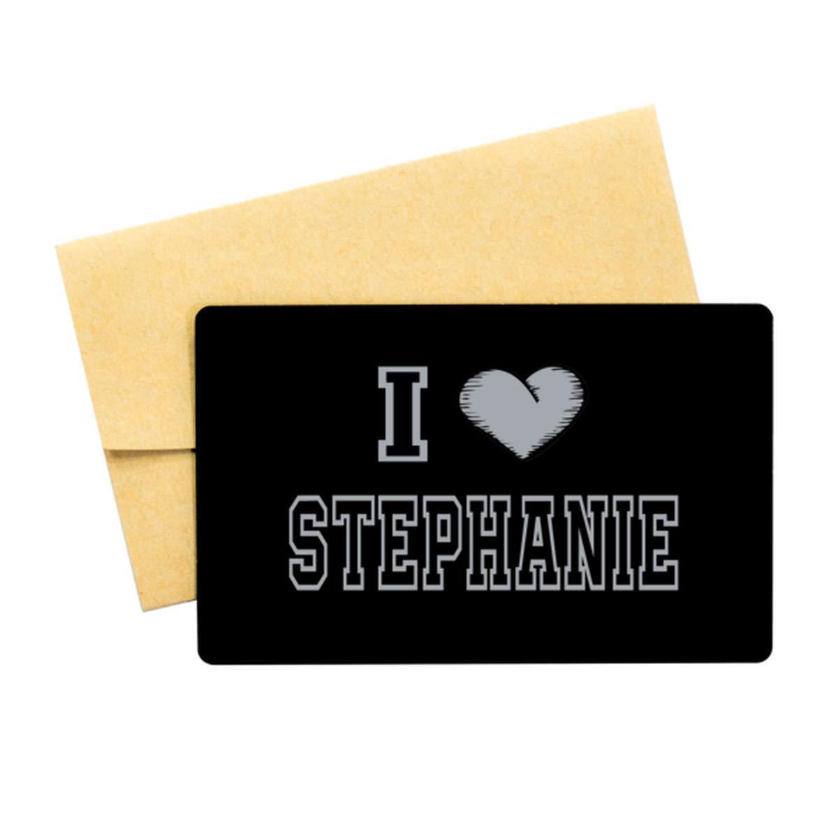 Stephanie Wallet Card - Black Aluminum Card Gift for Stepbrother, Sister, Stepdaughter, Uncle, Grandparents, Dad, Stepmother, Granddaughter - Meaningful Birthday Gift for Best Friend & Family | Perfect for Anniversaries, Graduations & Special Occasions