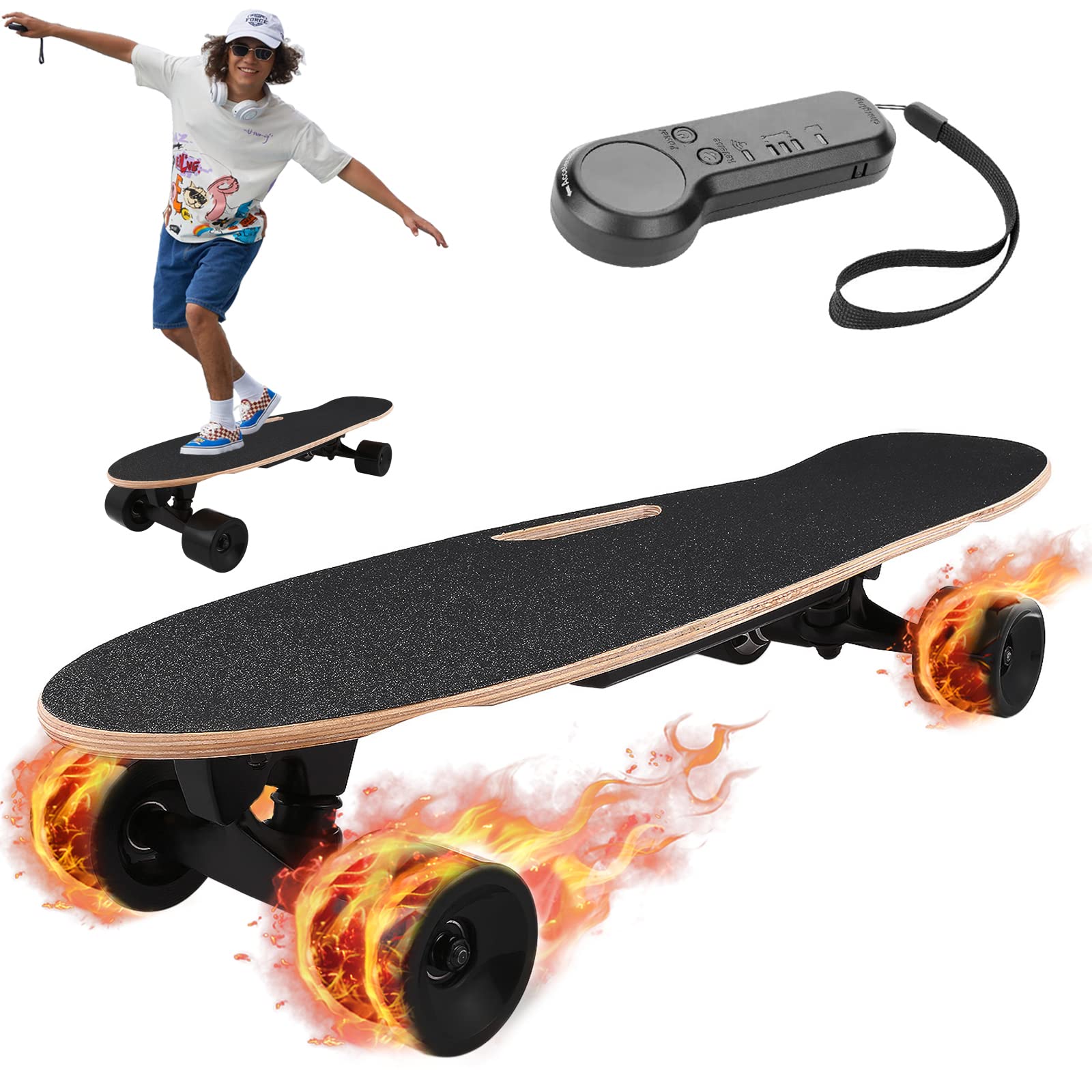 250W Motor Electric Skateboard with Remote Control - 12 MPH Top Speed, Waterproof E-Skateboard for Adults & Teens - Perfect for Commuting, Campus Travel & Outdoor Fun