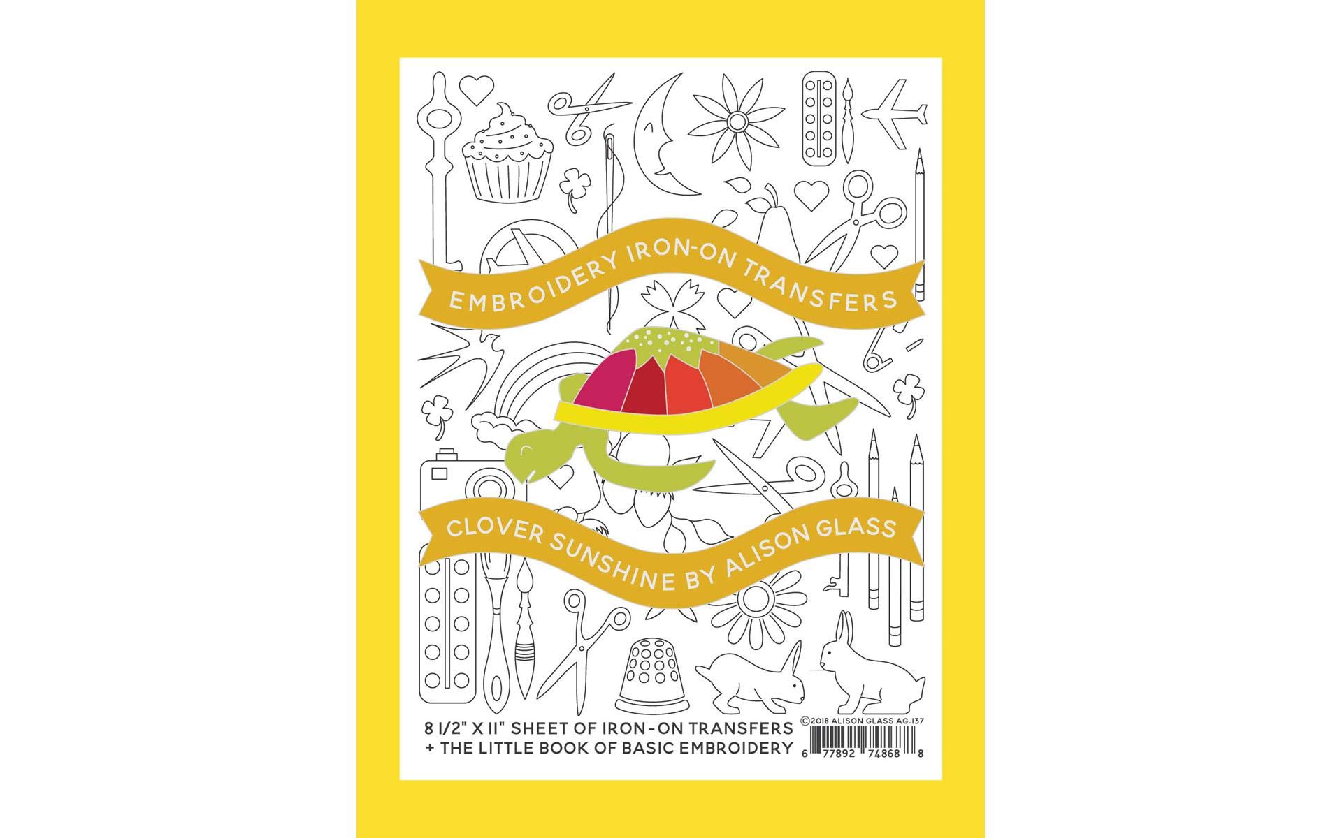 Alison Glass Embroidery Iron-On Transfers - Clover Sunshine Pattern DIY Craft Kit for Quilting, Sewing & Fabric Projects - Perfect for Home Decor, Clothing & Gift Making