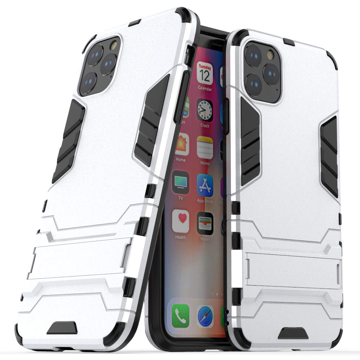 Shockproof iPhone 11 Pro Max Case - Dual Layer Hybrid Protective Cover with Kickstand | Hard PC + Soft Silicone Interior | Scratch Resistant Armor Defender | Perfect for Outdoor Activities, Travel & Daily Use (6.5