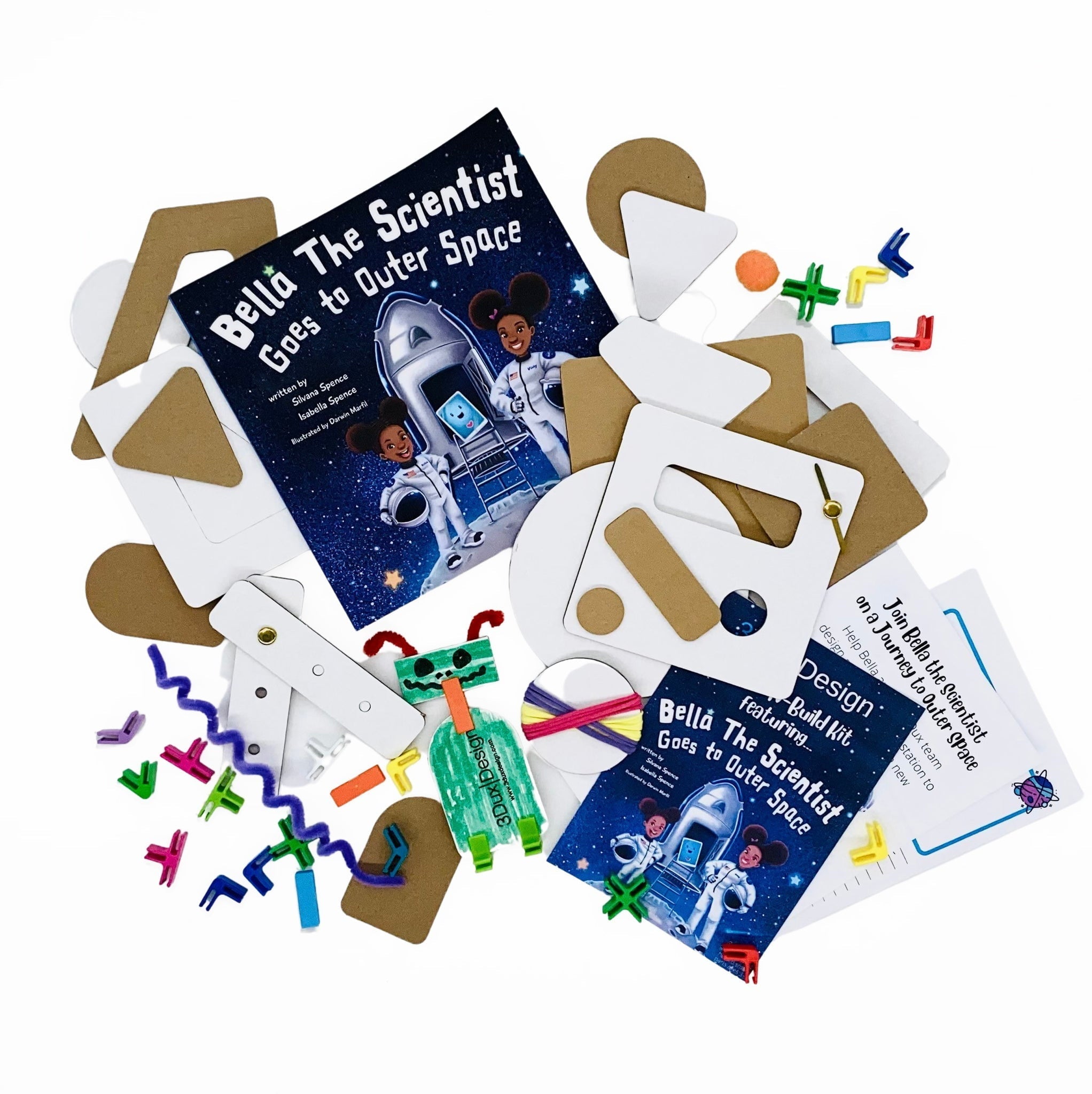 3Dux Design Space Station Book & Build 25-Piece STEM Kit Bundle for Kids | Creative Space Exploration Learning Toy for Classroom & Home Activities