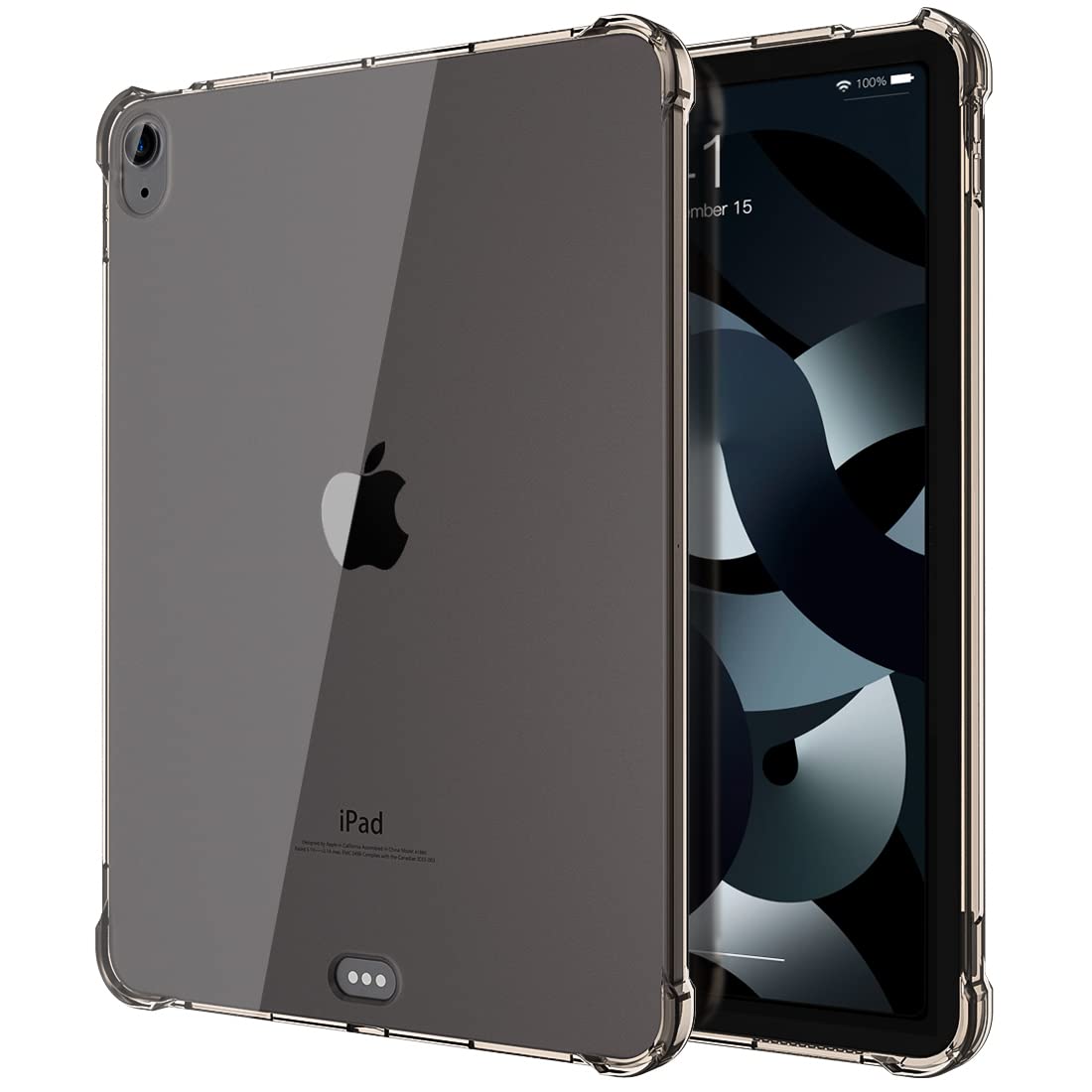 TiMOVO Clear Protective Case for iPad Air 5th/4th Gen (10.9 inch) - Slim TPU Cover with Touch ID Support & Apple Pencil Charging | Perfect for Work, School & Travel - Black