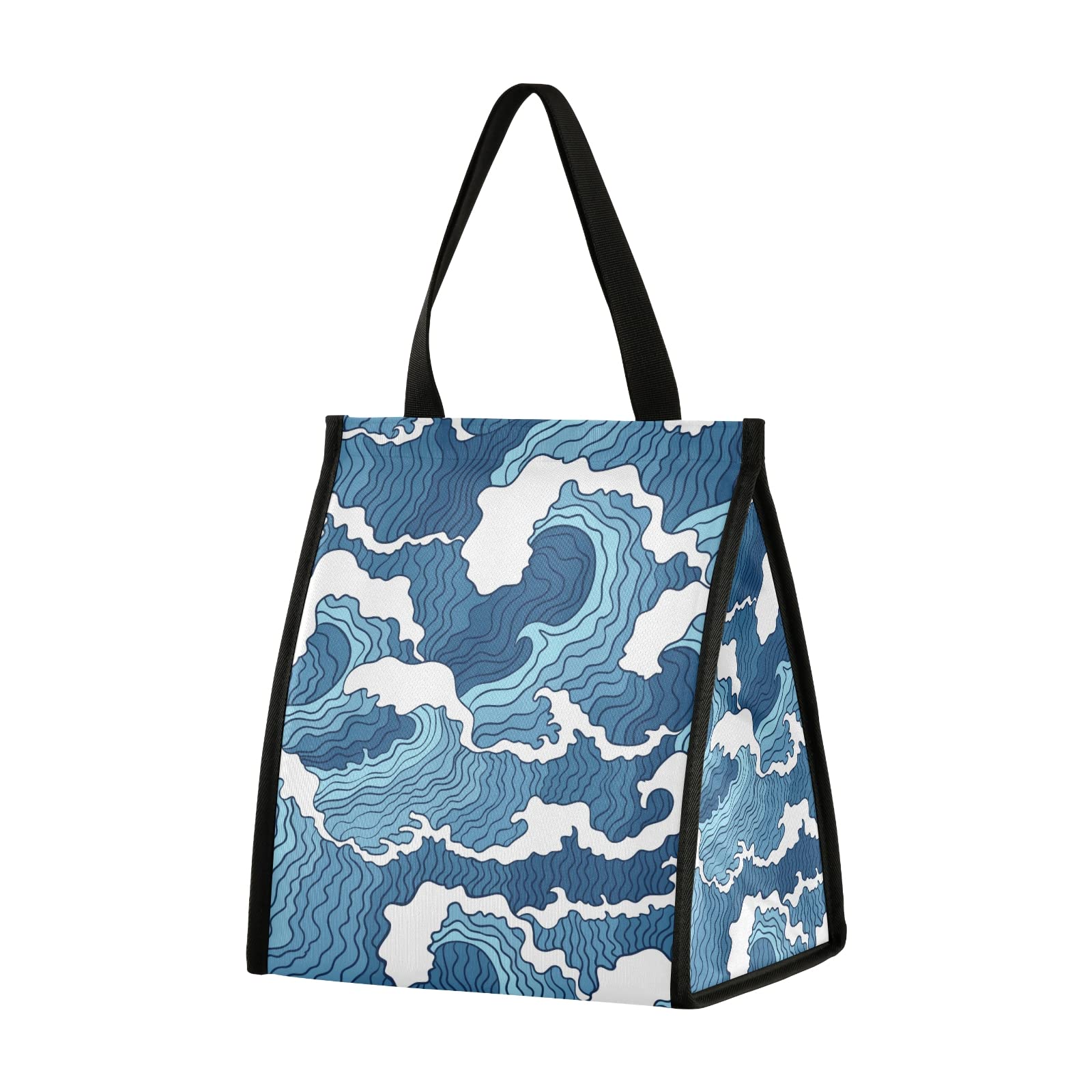 Japanese Wave Insulated Lunch Bag - Waterproof Lunch Tote for Men & Women - Office, School, Work, Picnics & Outdoor Activities
