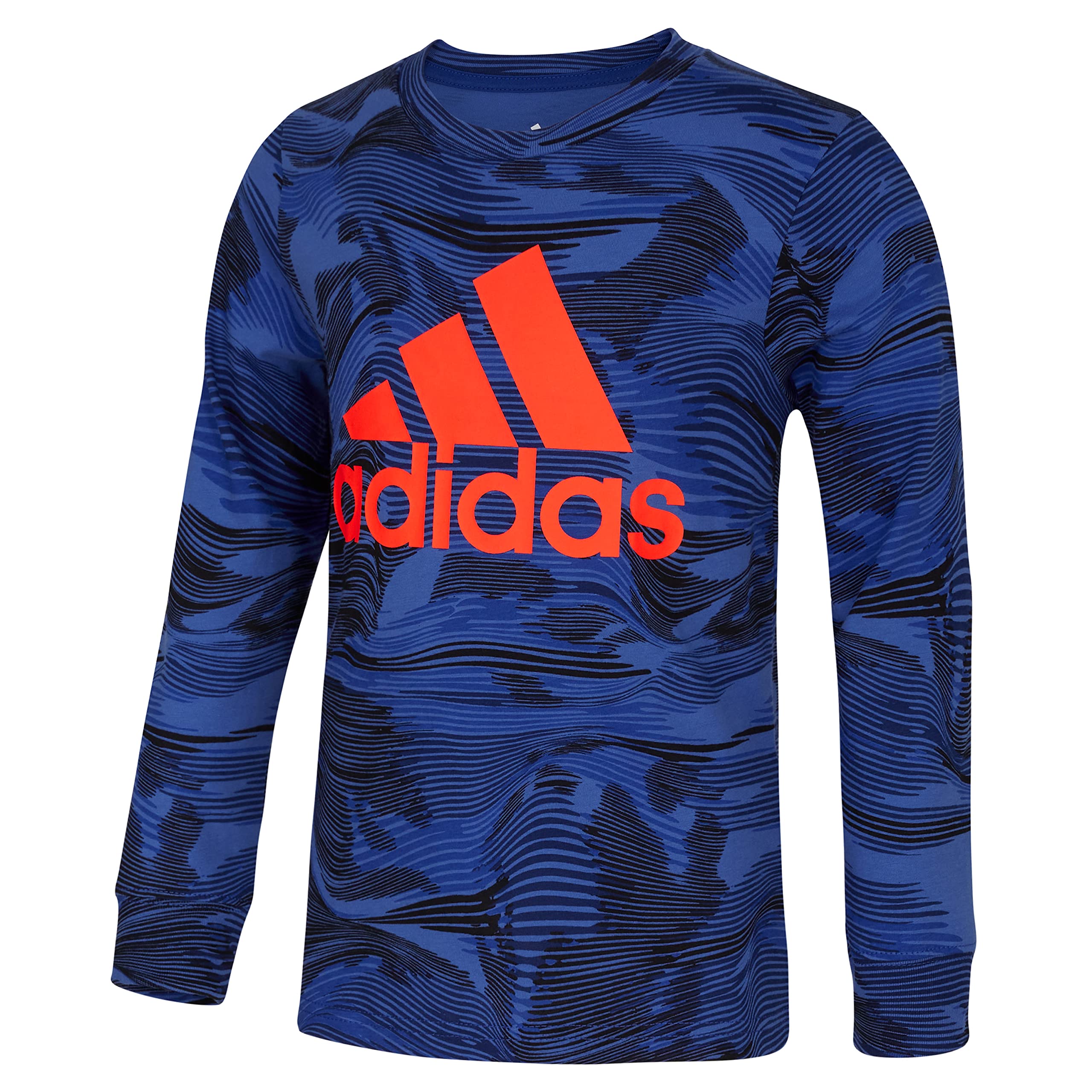 adidas Boys' Long Sleeve Warped Camo Print T-Shirt - Comfortable & Stylish Kids Activewear for School, Sports & Outdoor Play