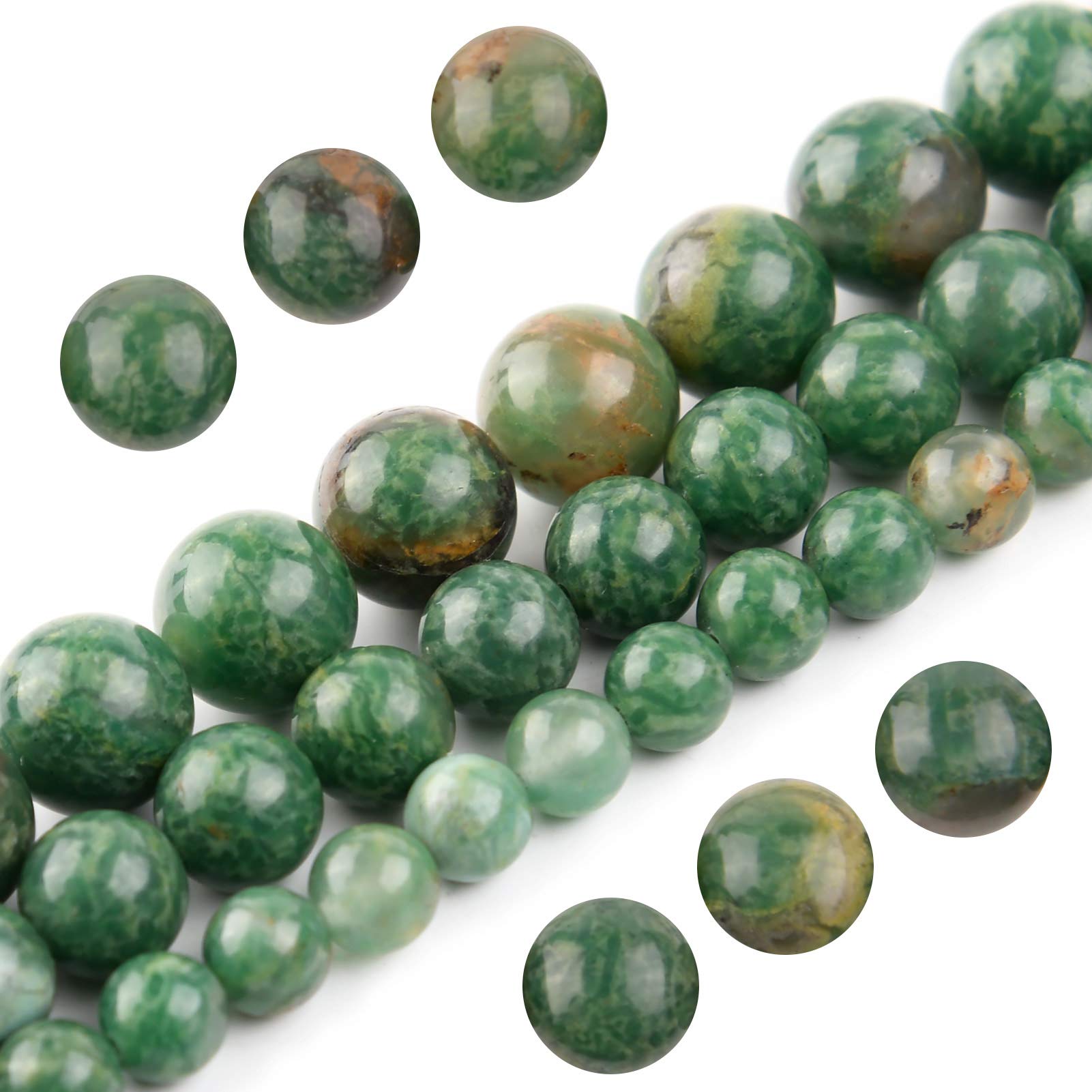 8mm Polished Round Smooth African Jade Natural Stone Beads - Green Gemstone Beads for DIY Jewelry Making, Necklaces & Bracelets (15 Inch Strand) - Perfect for Boho, Handmade & Spiritual Jewelry Designs