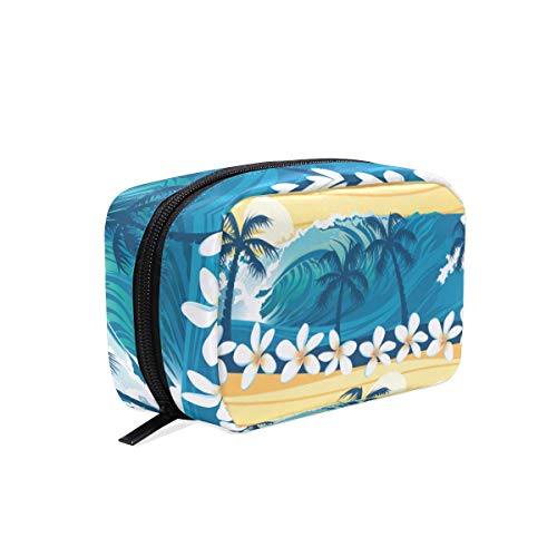 Portable Tropical Makeup Bag for Travel & Beach - Women's Cosmetic Organizer