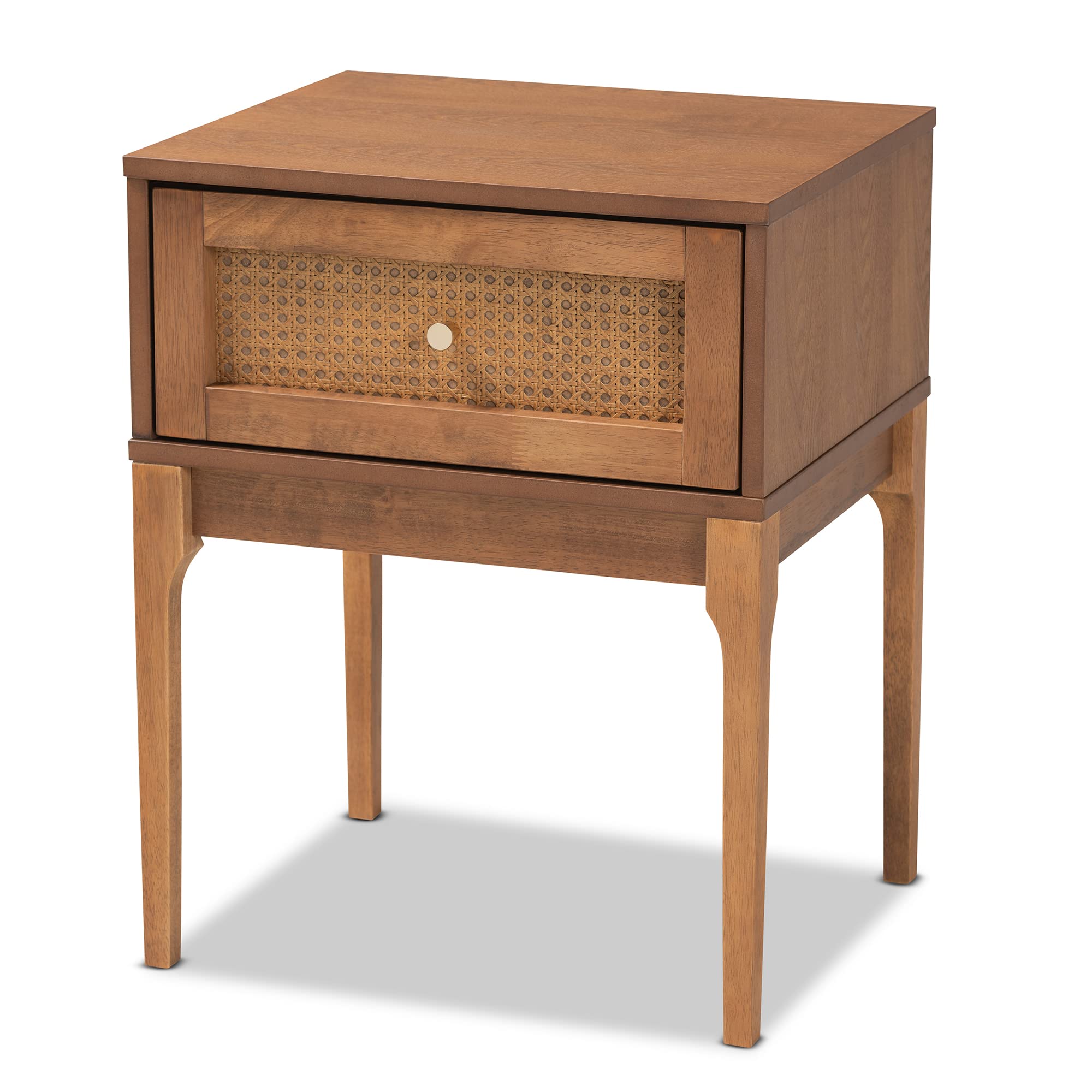 Baxton Studio Ramiel Nightstand - Modern Bedside Table with Natural Brown/Gold Finish - Perfect for Bedroom, Living Room, or Guest Room Decor