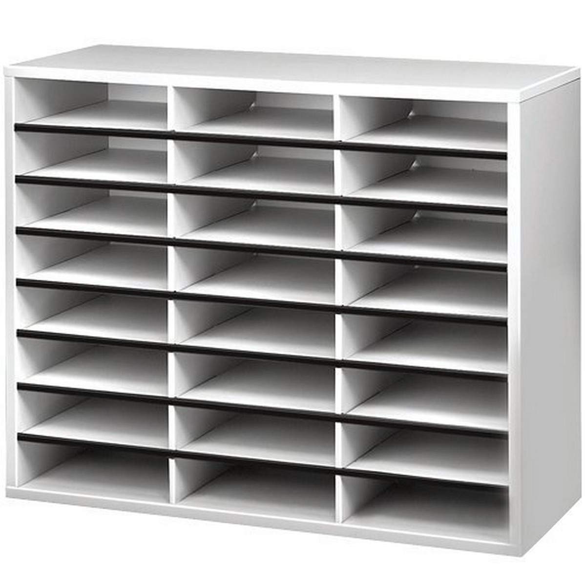 Fellowes 25041 24-Compartment Letter Size Literature Organizer - Dove Gray File Sorter for Office, Classroom, and Home Organization
