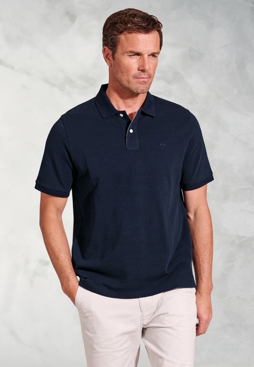 Men's Navy Blue Polo Shirt 100% Pure Cotton - Casual Office Wear & Summer Golf Shirts for Men
