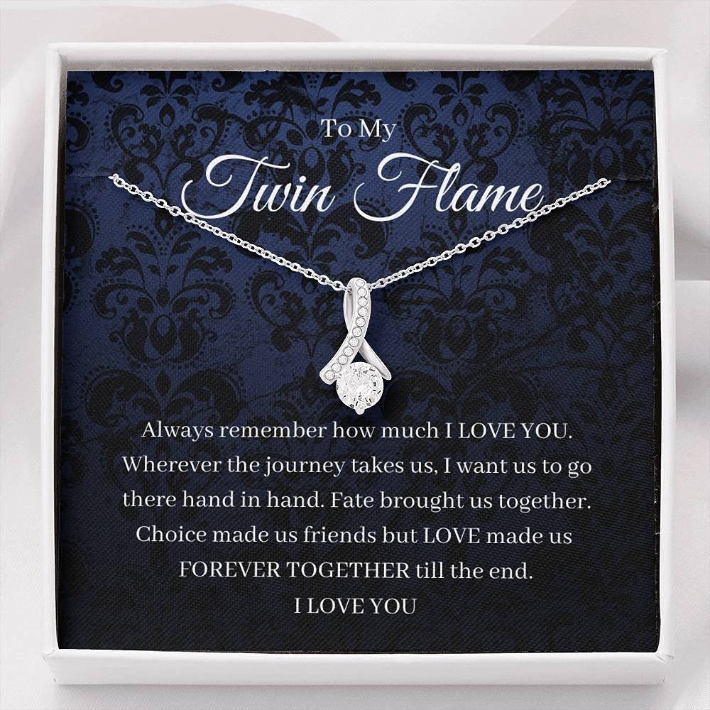 Twin Flame Necklace Gift for Girlfriend - Spiritual Jewelry with Card & Box for Soulmates