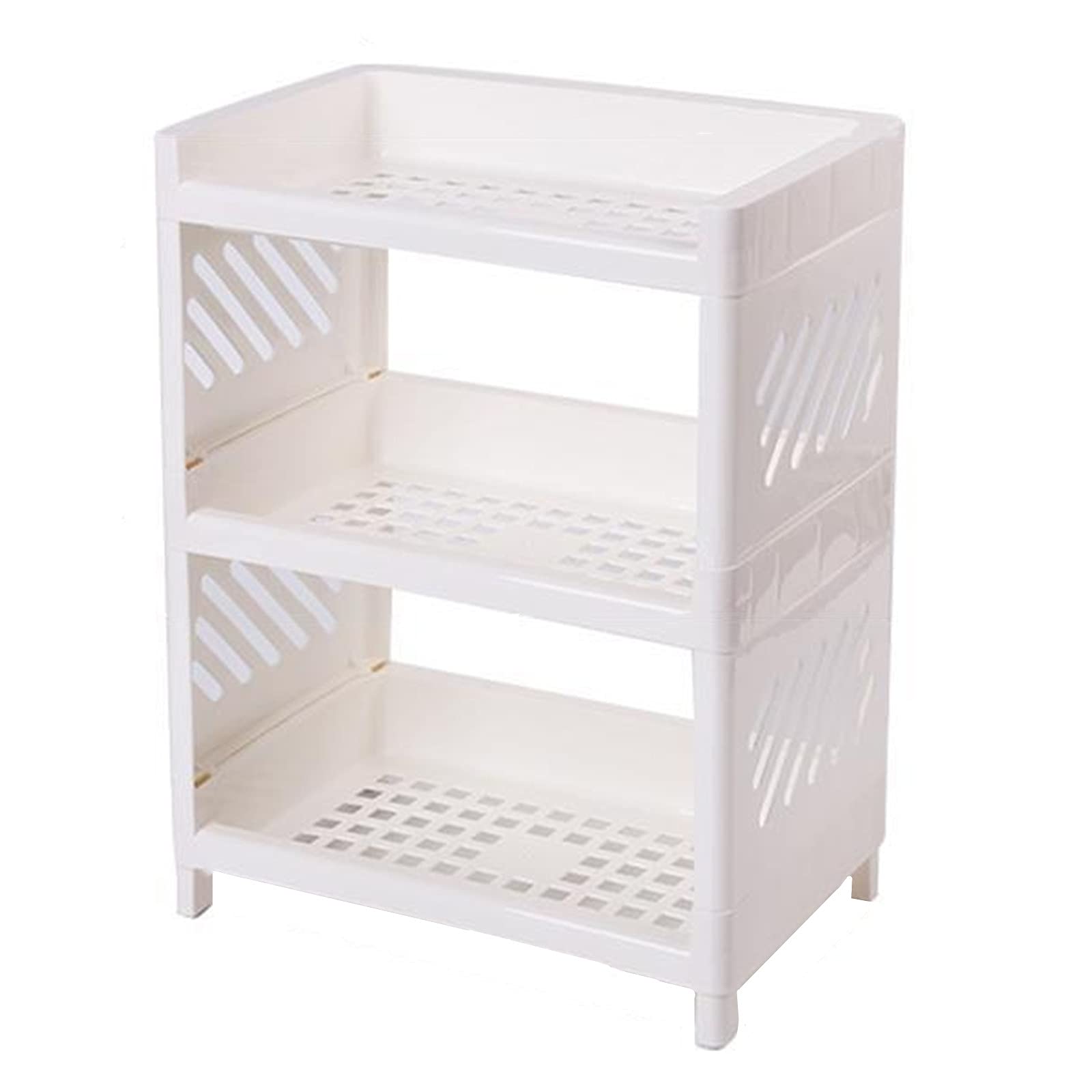 3-Tier Foldable Desktop Organizer - Multi-Purpose Storage Rack for Office Supplies, Kitchen Spices & Bathroom Cosmetics | Space-Saving Home & Office Organization Solution (White)