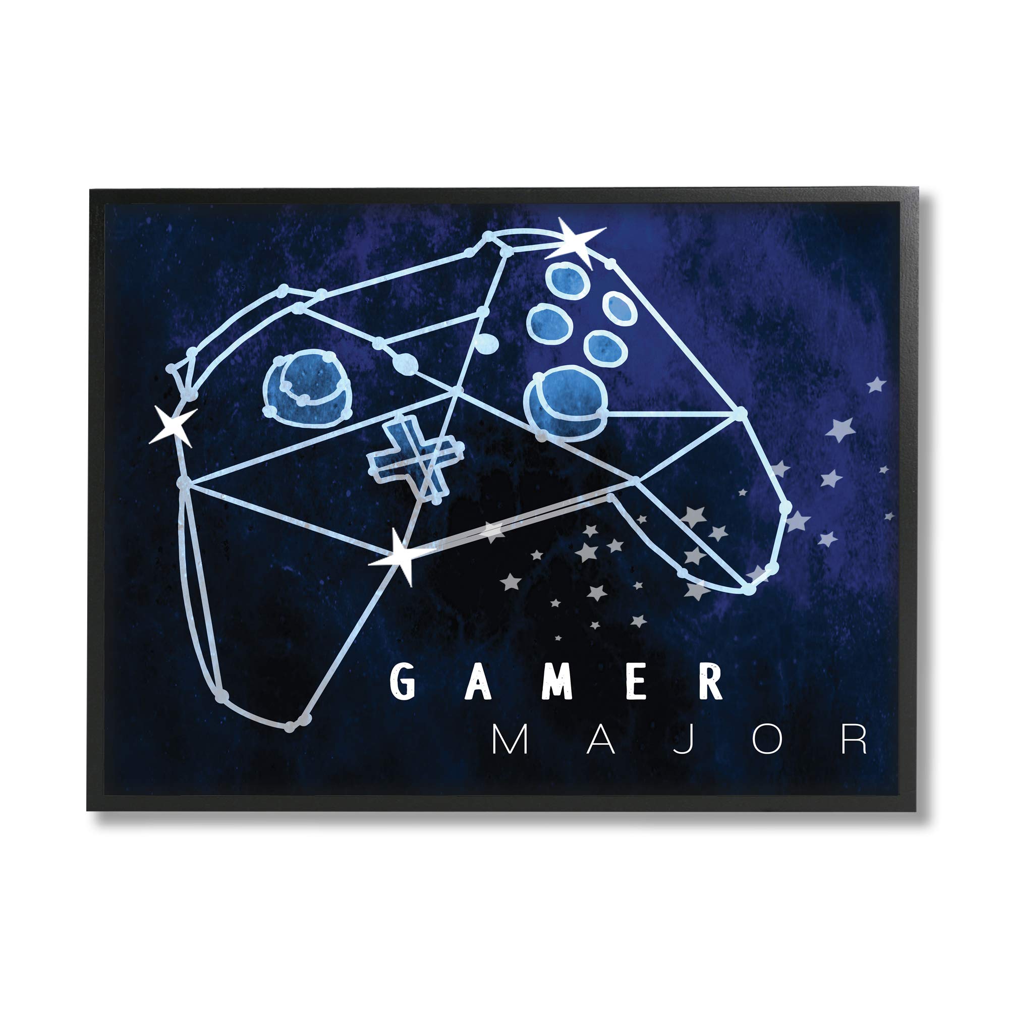 Stupell Industries Gamer Major Phrase Controller Constellation Outer Space Wall Art - Black Framed 24x30 by Daphne Polselli | Perfect for Gaming Rooms & Space-Themed Decor