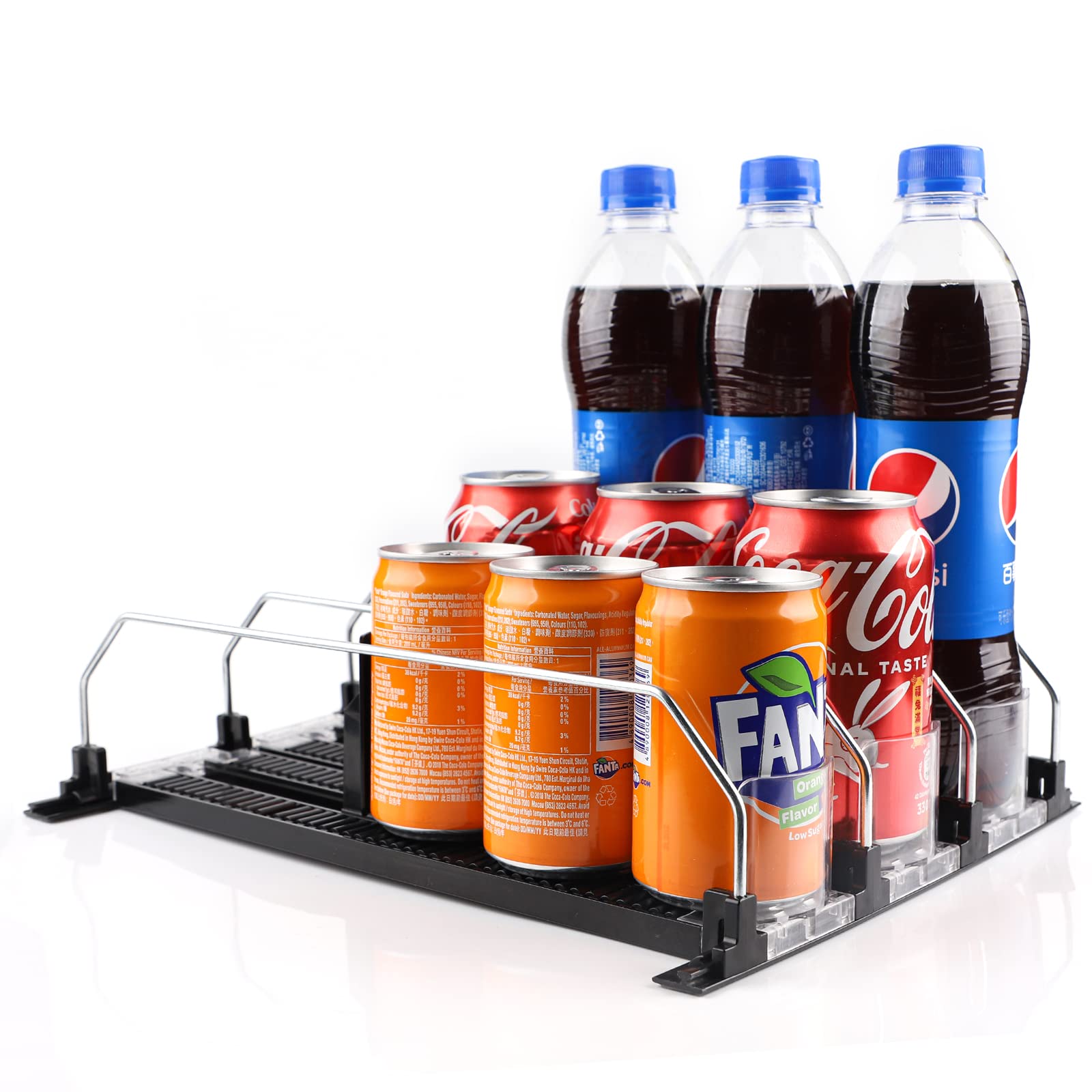 SWAWIS Automatic Can Dispenser & Refrigerator Organizer - Black | Space-Saving Soda/Beer Can Dispenser for Fridge, Kitchen & Pantry | Perfect for Parties, BBQs & Home Organization