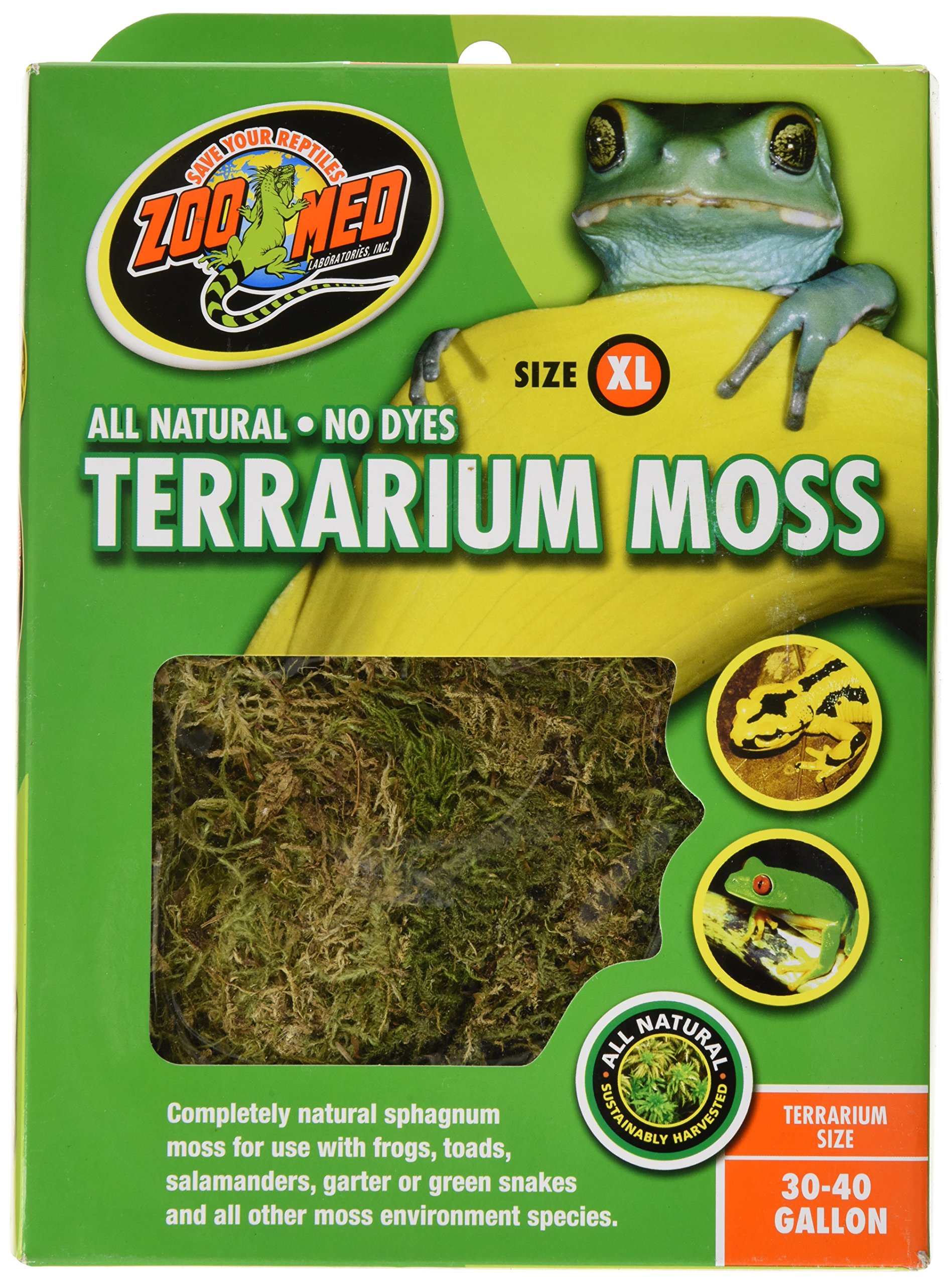 Premium Zoo Med Terrarium Moss - Natural Moisture Retention for 30-40 Gallon Reptile & Amphibian Habitats - Ideal for Tropical Terrariums, Vivariums & Bioactive Setups