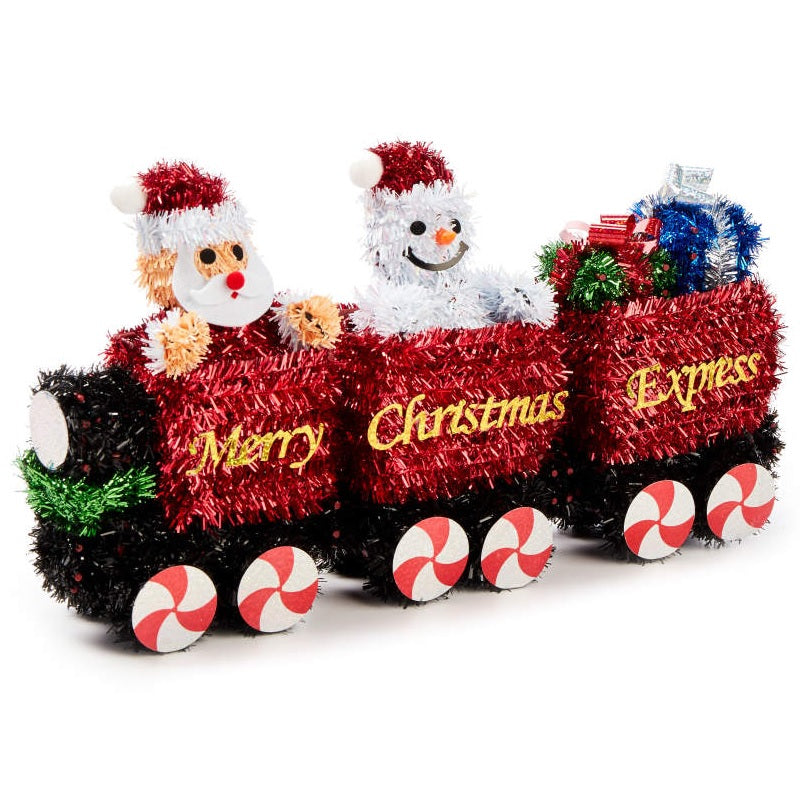 3D Tinsel Christmas Train Holiday Decoration - Festive Holiday Decor for Home, Office & Christmas Tree | Perfect for Xmas Party, Winter Wonderland & Holiday Gift