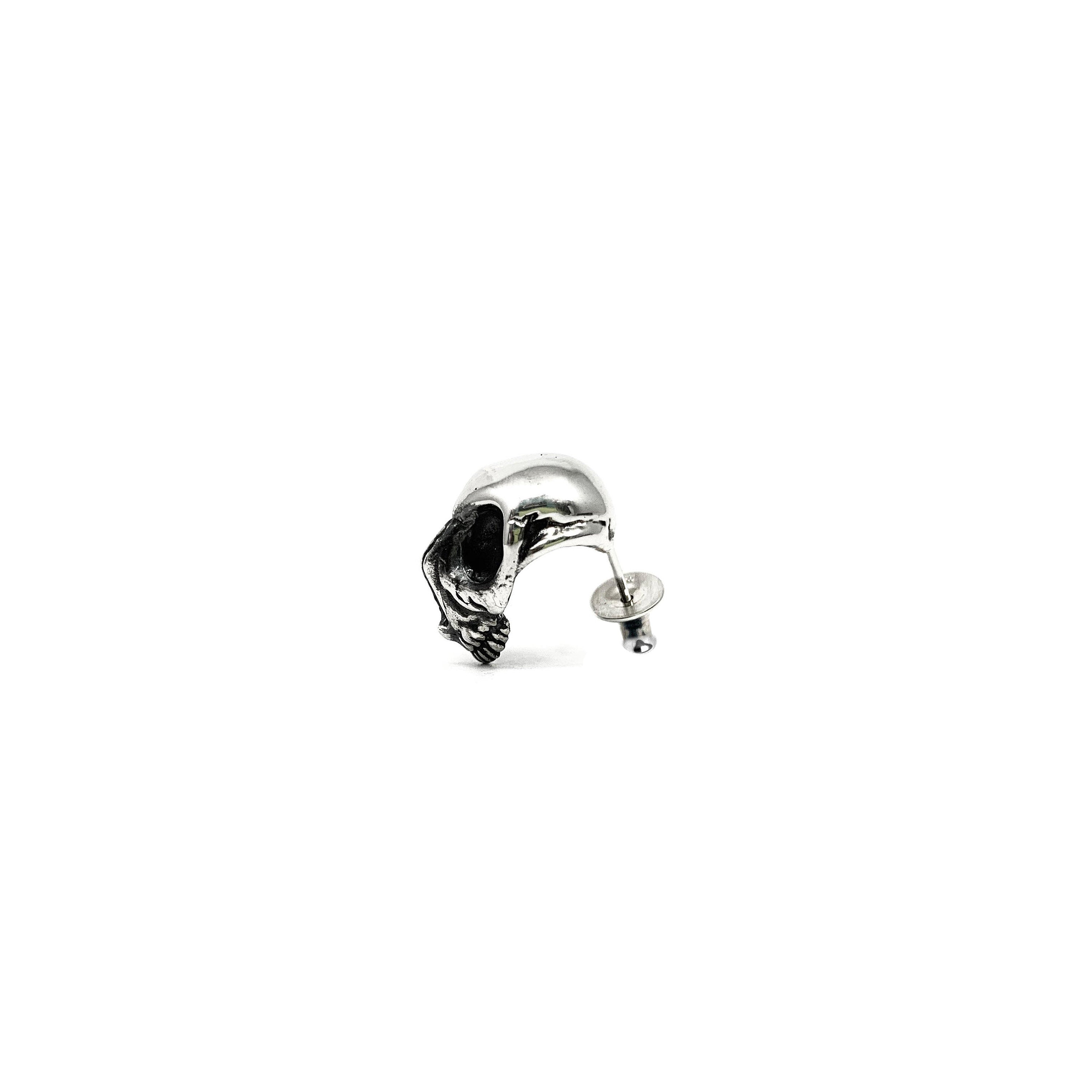 Gothic Half Hoop Half Skull Stretcher Earrings for Women - Punk Rock Spiral Tribal Jewelry - Perfect for Concerts, Halloween & Alternative Fashion