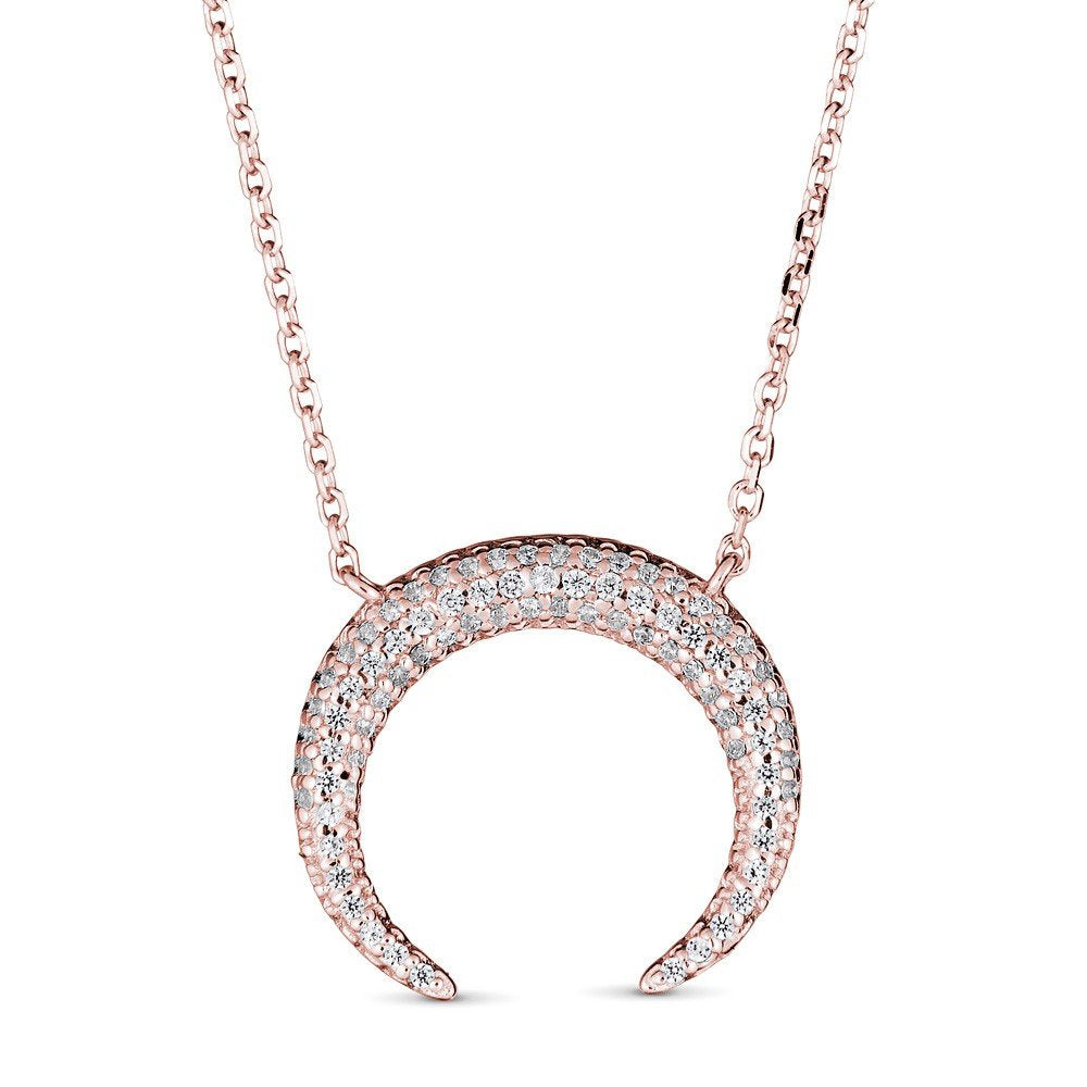 14KT Gold .16 CTW Diamond Crescent Moon Necklace for Women - Elegant Layering Necklace for Everyday Wear & Special Occasions