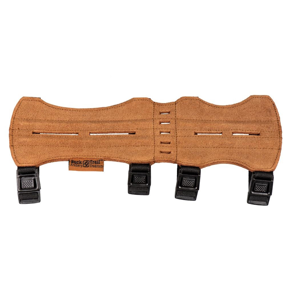 Buck Trail 29cm Leather Arm Guard - Double Pecan Wild Leather Bracer for Archery, Hunting & Outdoor Sports Protection