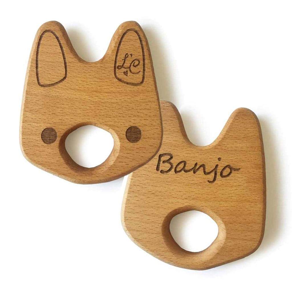 Organic Wooden Teether Toy for Babies - Safe & Natural Soothing Chew Toy for Teething Infants - Perfect for Home, Travel & Daycare Use
