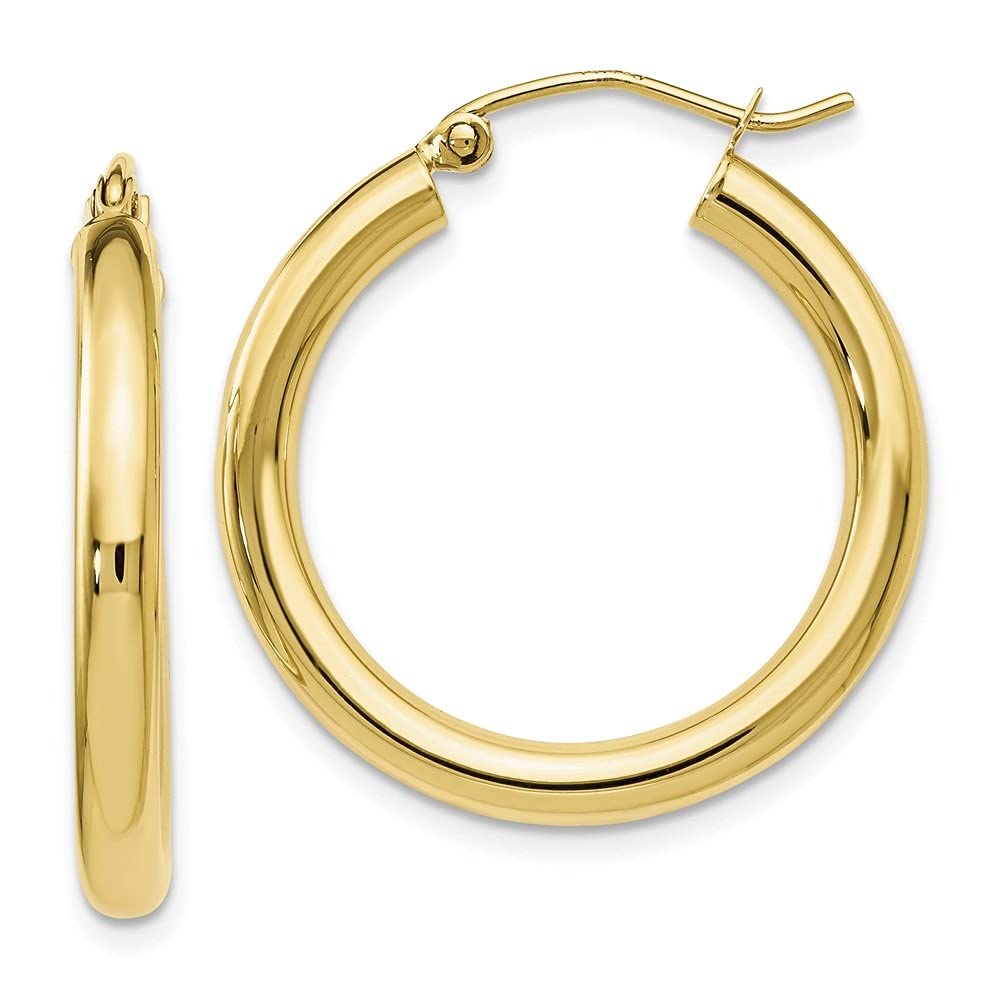 10K Yellow Gold Polished Hinged Hoop Earrings for Women - Diamond2Deal Fine Jewelry | Perfect for Everyday Wear, Parties & Special Occasions