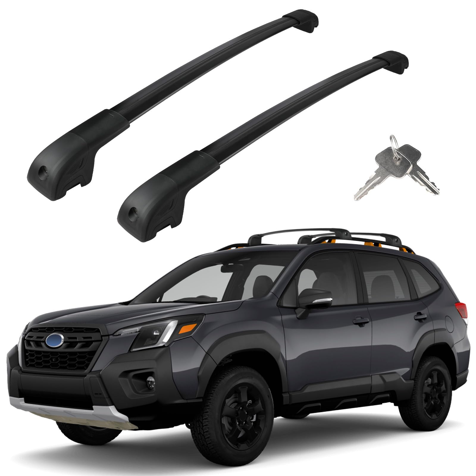 Heavy Duty Aluminum Roof Rack Cross Bars for Subaru Forester Wilderness 2022-2024 - 300 lbs Capacity, Adjustable & Anti-Theft Lock - Perfect for Carrying Bikes, Snowboards, Luggage on Road Trips & Outdoor Adventures