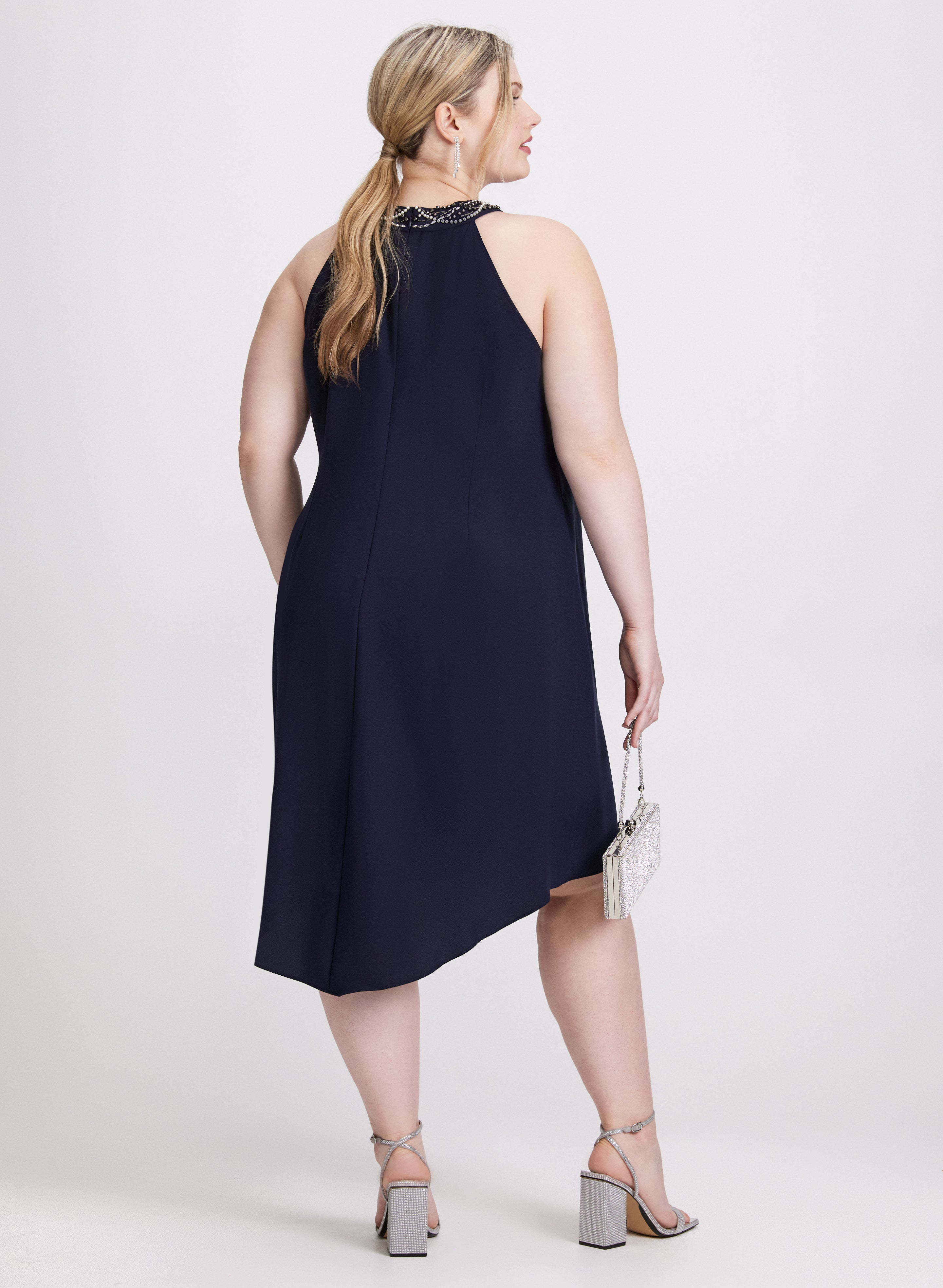 Elegant Beaded Halter Neck Dress for Women - Summer Party, Beach Wedding, and Evening Occasions