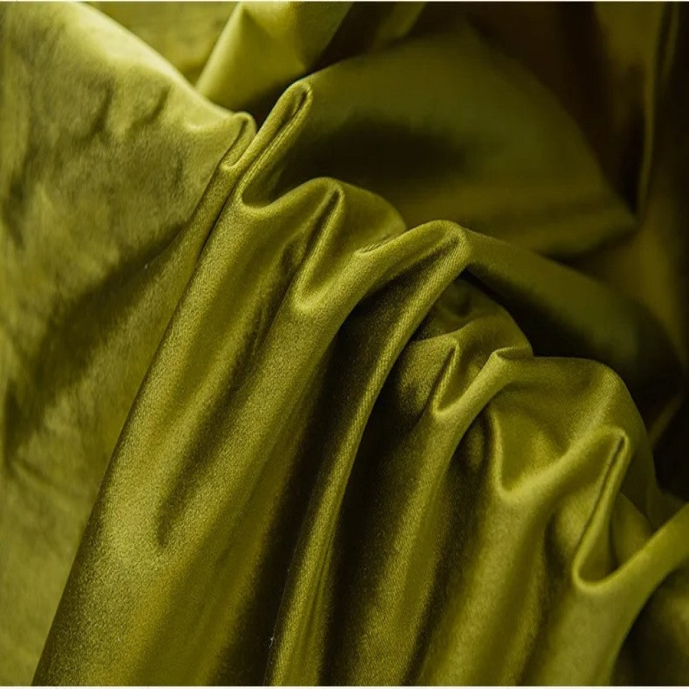 Luxury Italian Velvet Curtains - Olive Green Blackout Drapes for Living Room & Bedroom | Soft Thermal Insulated Window Treatments for Home Decor