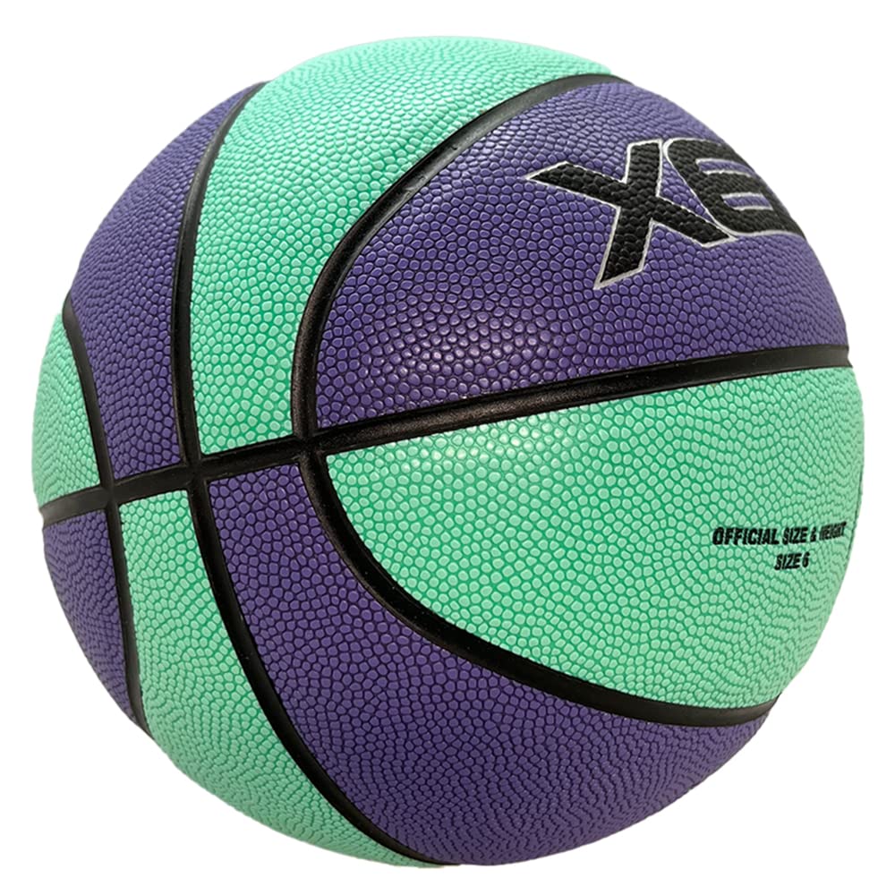 XEDGE Composite Leather Basketball Size 5/6/7 - Indoor Outdoor Game Ball with Pump for Street Play