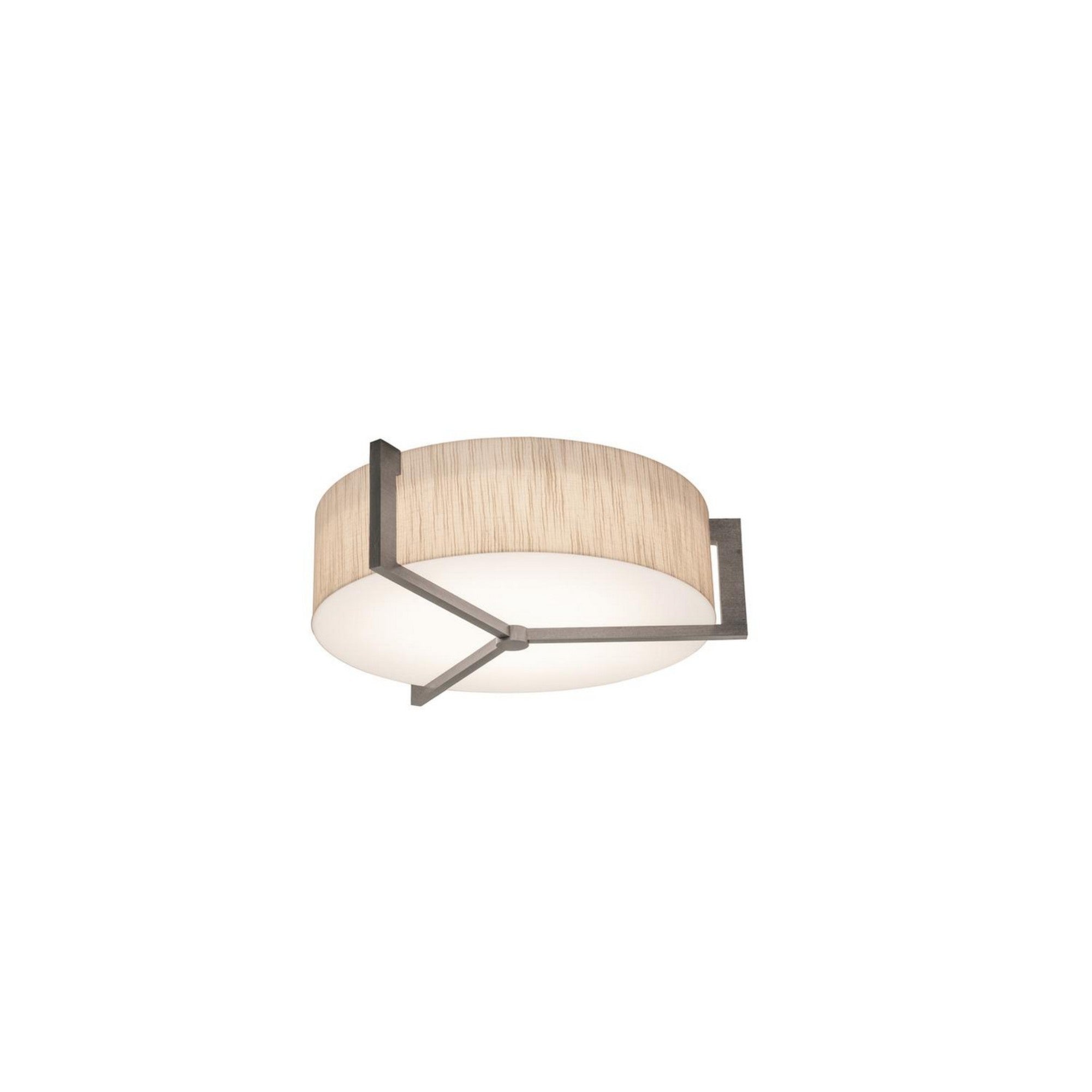 14-Inch Apex LED Flush Mount Ceiling Light - Natural Jute & Weathered Grey Finish - Perfect for Bedroom, Kitchen, Hallway Lighting