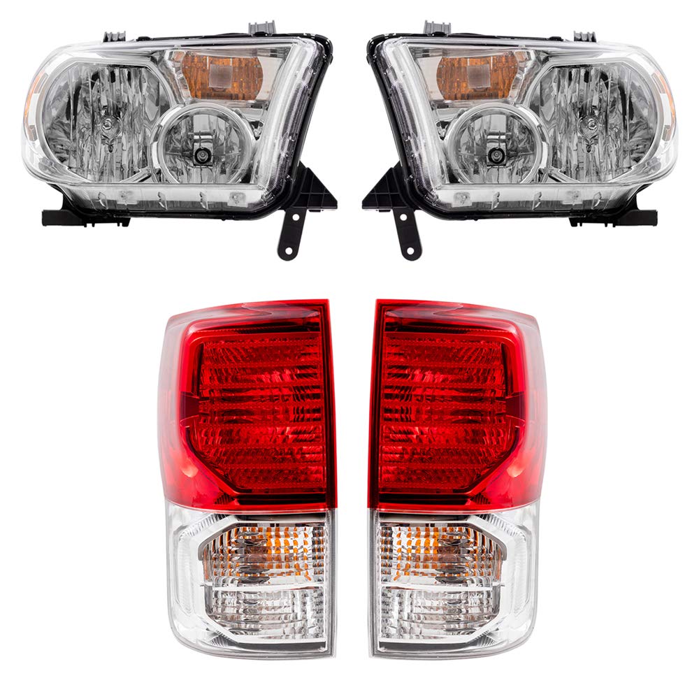 Brock Replacement 4-Piece Halogen Headlight & Taillight Kit for 2010-2013 Toyota Tundra - Perfect for Night Driving & Off-Road Adventures
