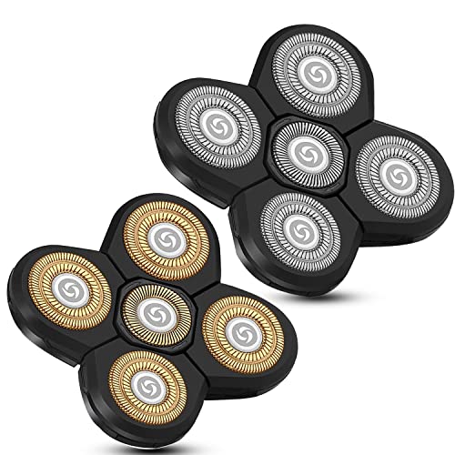 Roziaplus 5D Electric Shaver Replacement Heads - Bald Head Razor Blades for Men (Black & Gold) - Compatible with Electric Shavers for Smooth Head Shaving at Home or Travel