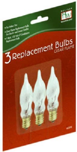 Christmas Candle Replacement Bulbs - C7 Clear Flame Light Bulbs (3-Pack) - Perfect for Holiday Decorations, Christmas Trees, and Festive Home Lighting