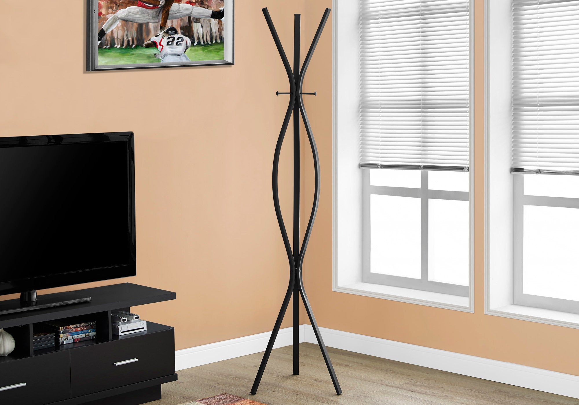 Modern Black Metal Coat Rack - 72 Inch Tall Contemporary Entryway Organizer for Jackets, Hats & Scarves - Perfect for Hallway, Bedroom or Mudroom Storage