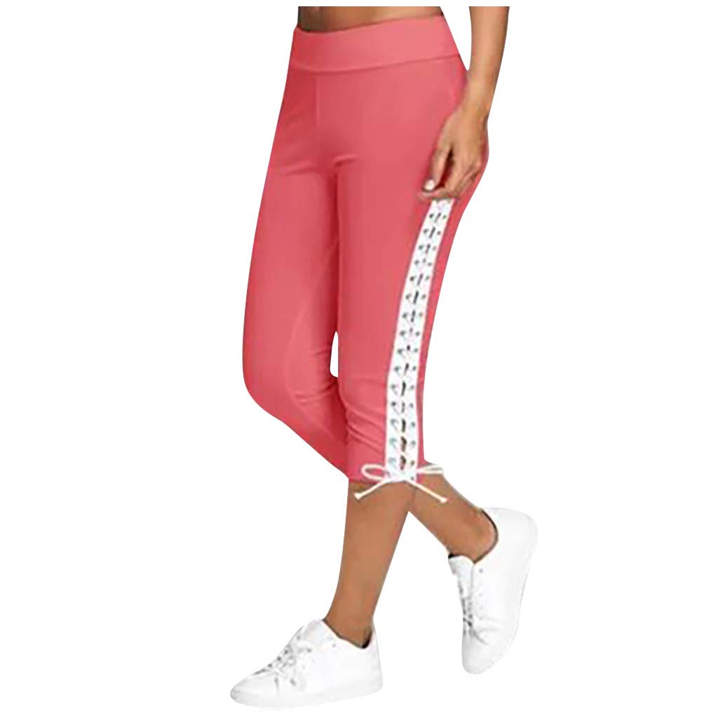 Stylish Women's Solid Color Bandage Elastic Waist Cropped Sweatpants - Comfortable Casual Joggers for Lounge, Workout & Everyday Wear