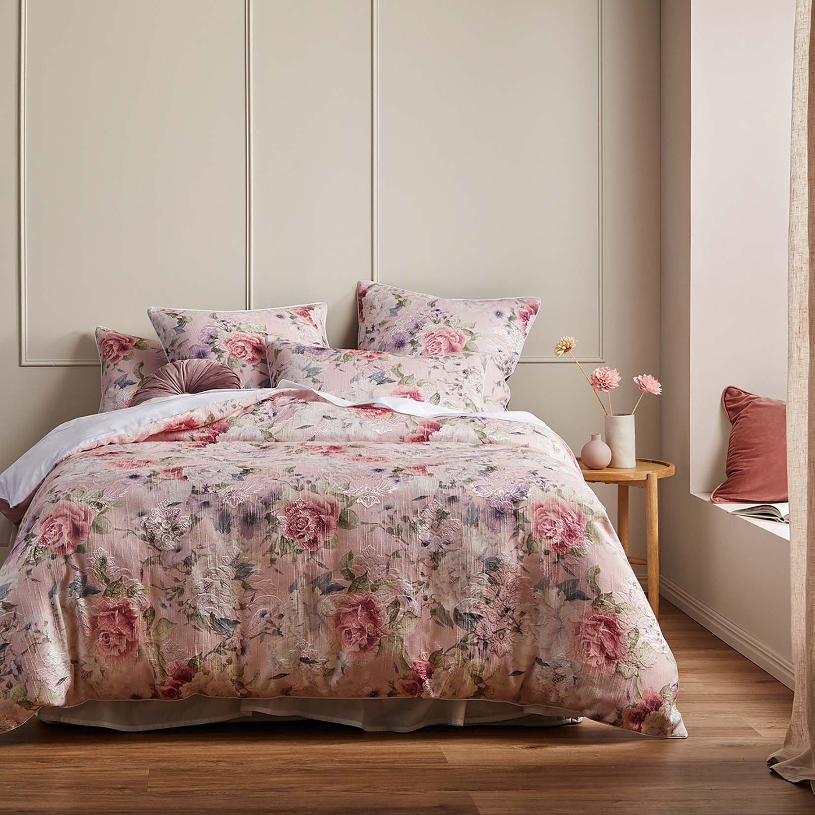 Luxury Alana Peach Quilt Cover Set - King Size Bedding by Logan & Mason | Soft Premium Cotton Duvet Cover for Master Bedroom & Guest Room Decor