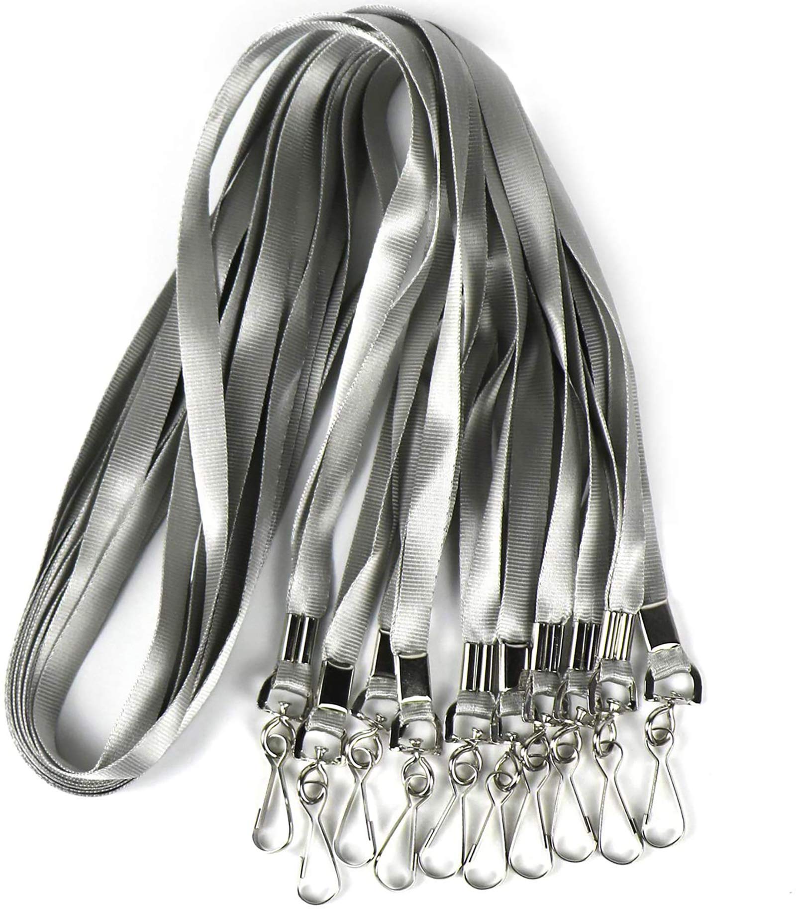 Premium Nylon Lanyards for ID Badges - 100Pack (Gray) - Ideal for Office, Cruise & School Use