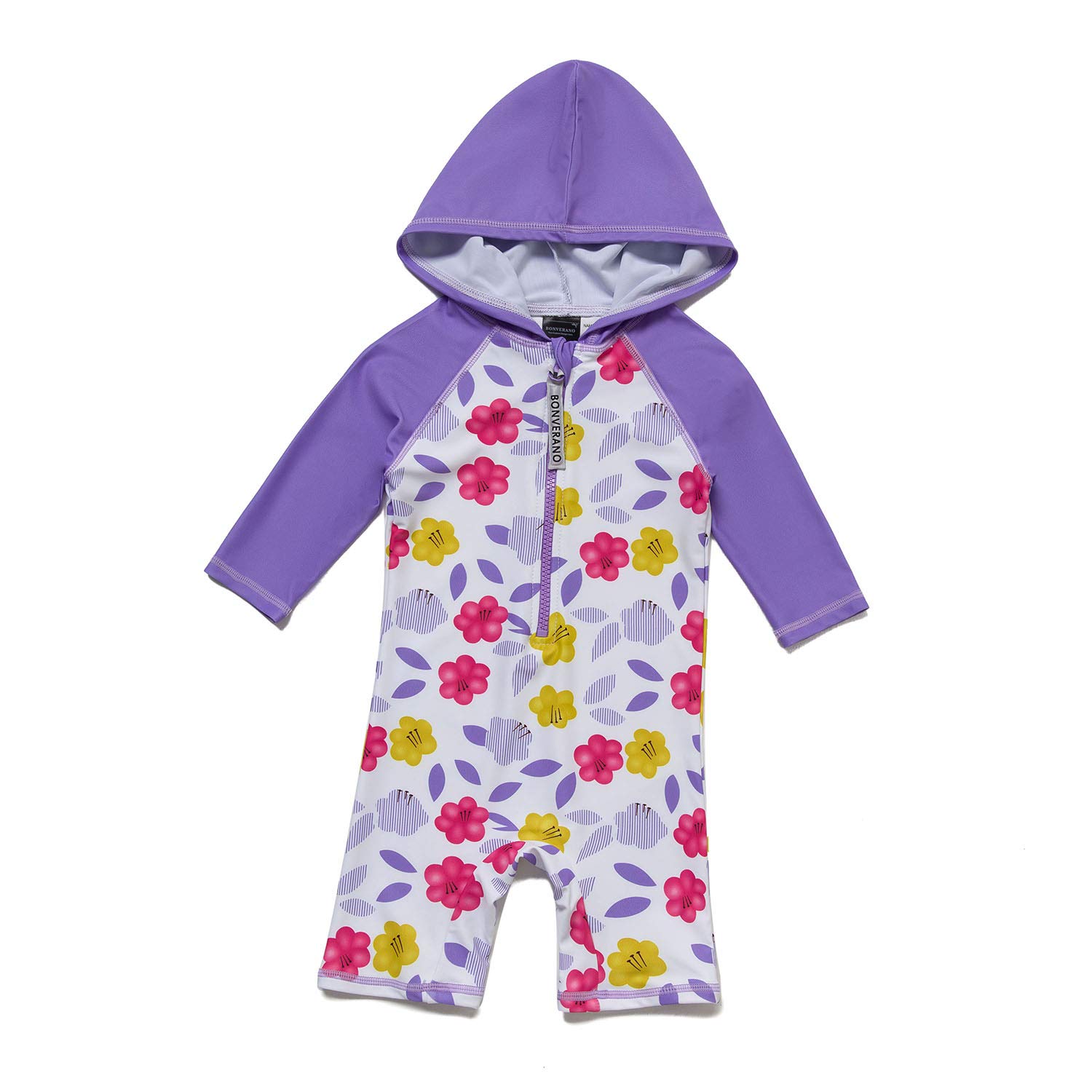 ADAVERANO Baby Girls UPF 50+ Hooded Sunsuit & Swimsuit - One Piece Zipper Romper for Beach, Pool & Outdoor Play