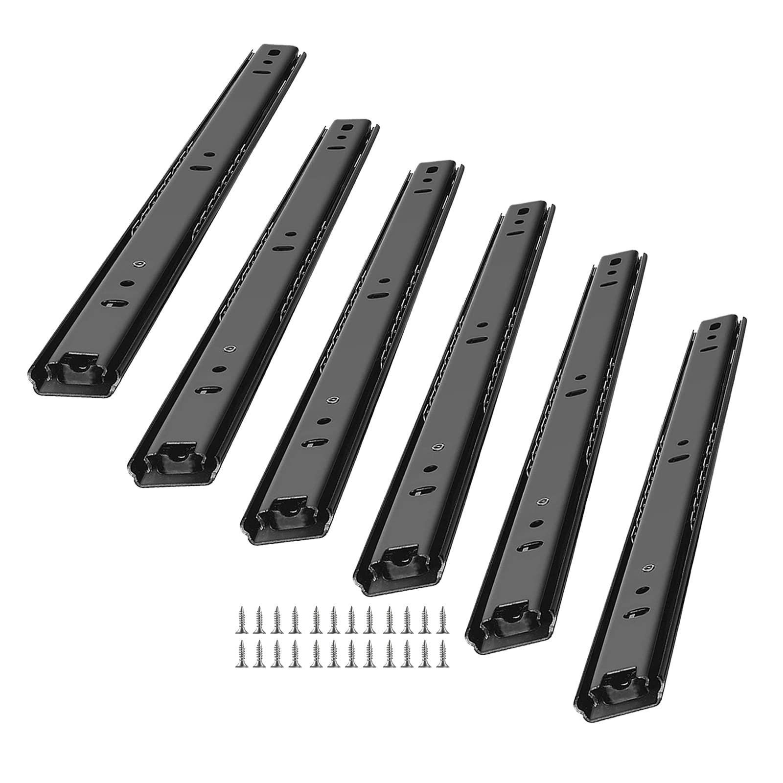 3 Pairs 27mm Wide Ball Bearing Drawer Slides - 2 Section Telescopic Guide Rails for Cabinet/Kitchen/Nightstand/Wardrobe/Keyboard Tray - Smooth Gliding for Easy Access & Organization