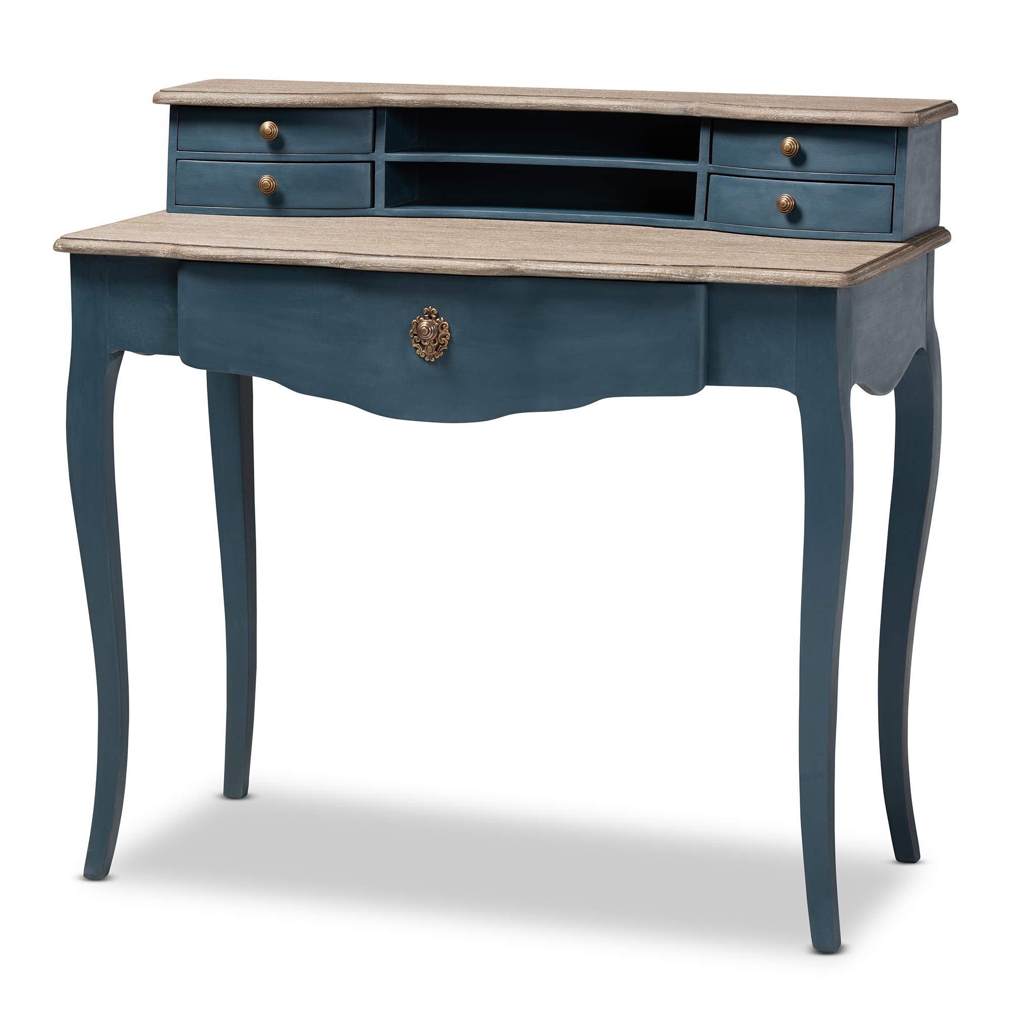 Baxton Studio Desk Blue Oak - Perfect for Home Office & Workspace