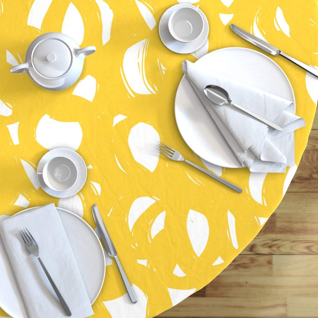 Yellow Abstract Texture Art Cotton Sateen Tablecloth 90