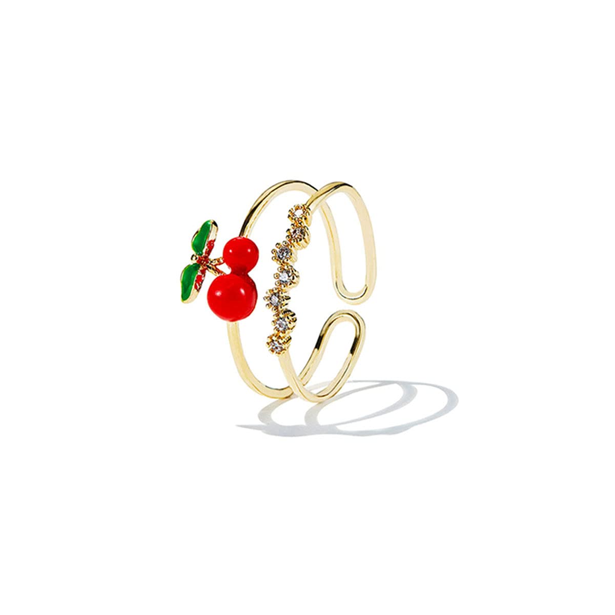 FUTIMELY Adjustable Cherry Strawberry Pineapple Fruit Ring - Cute Red Open Food Jewelry for Women & Girls - Perfect for Summer Outfits, Parties & Gifts