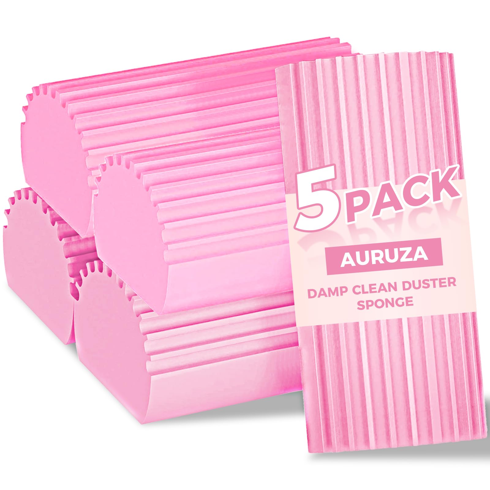 5 Pack Microfiber Dusters for Cleaning Blinds, Baseboards & Ceiling Fans - Reusable Scrub Brush & Magic Eraser Sponge Set - Essential Household Cleaning Supplies & Kitchen Gadgets (Pink) - Perfect for Apartments, Homes & Office Cleaning